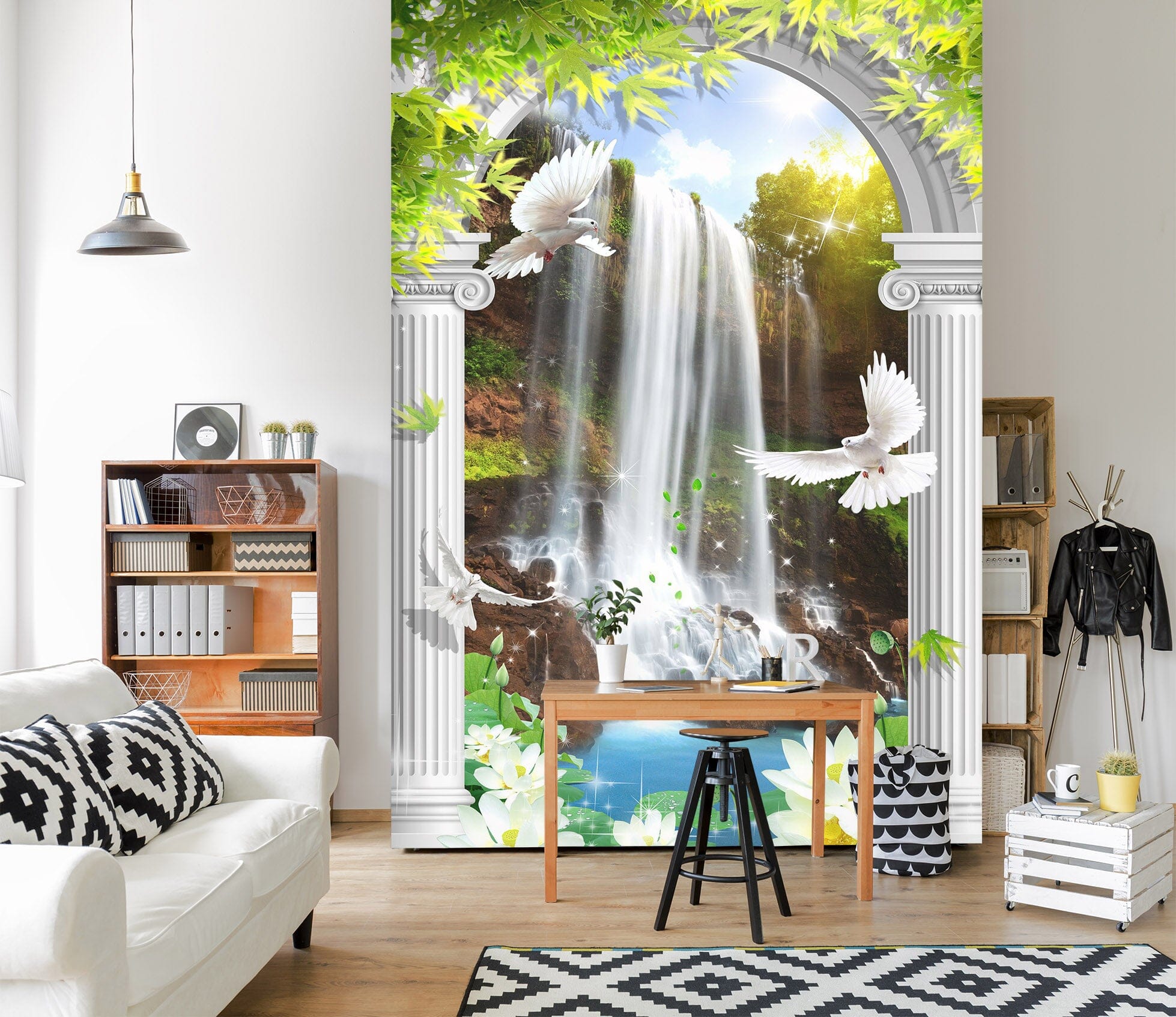 3D Forest Waterfall 1880 Wall Murals Wallpaper AJ Wallpaper 2