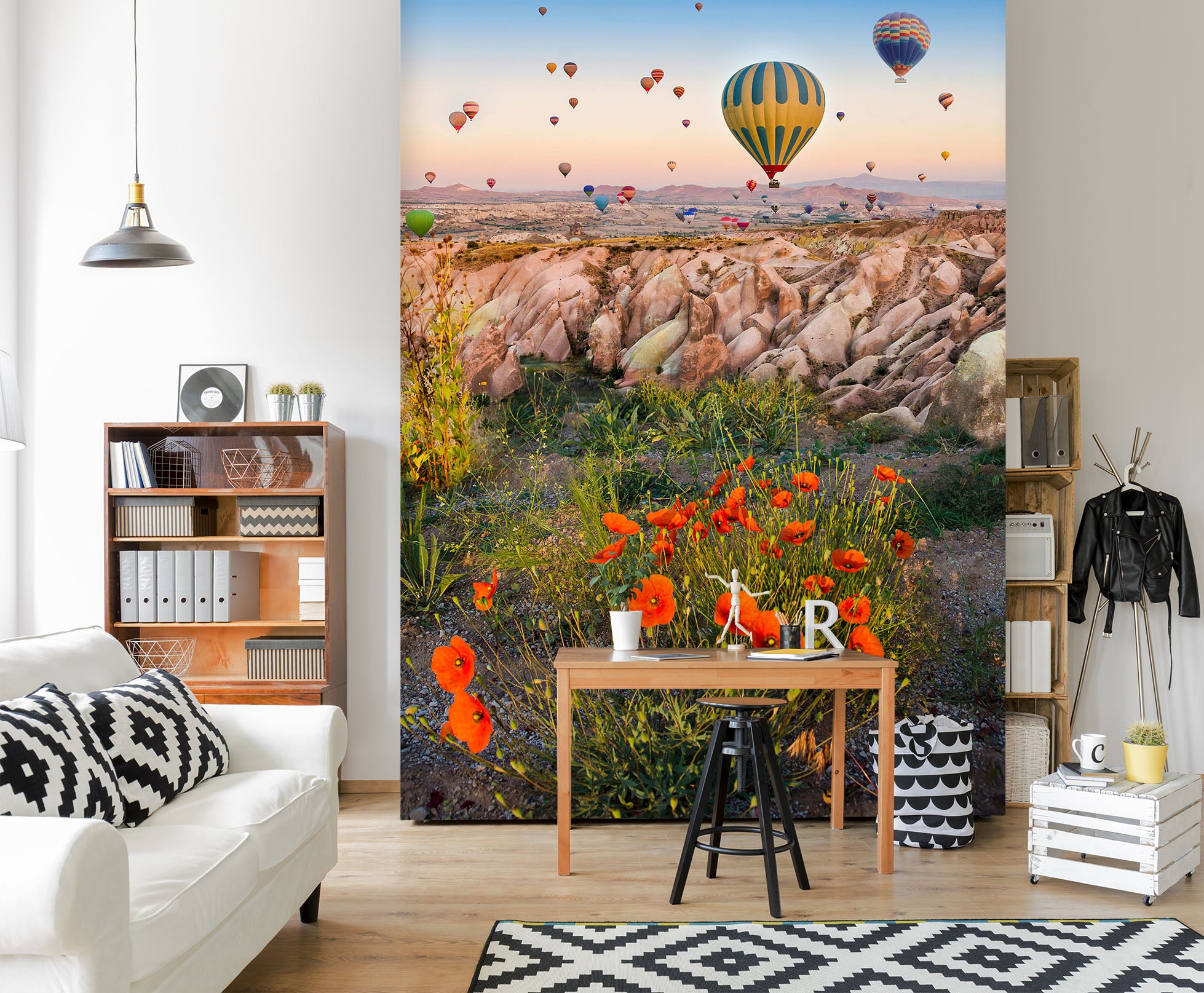 3D Mountain Hot Air Balloon 58096 Wall Murals