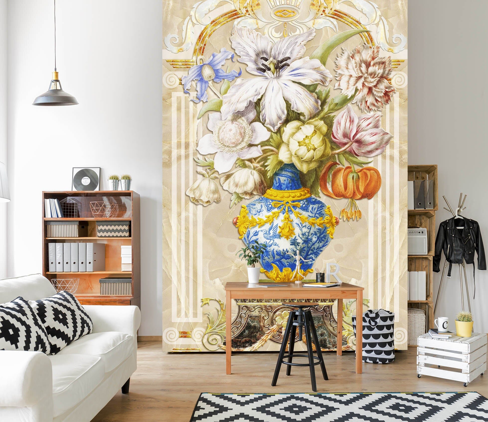 3D Vase Flowers 1863 Wall Murals Wallpaper AJ Wallpaper 2