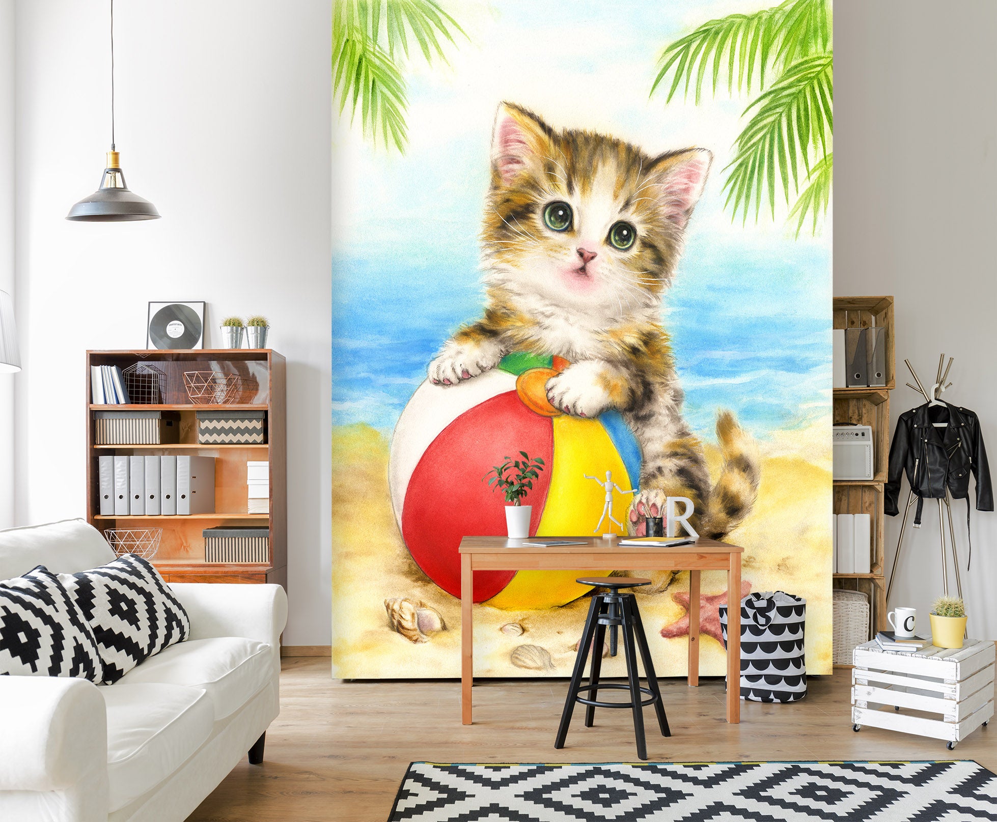 3D Beach Cat Ball 5473 Kayomi Harai Wall Mural Wall Murals
