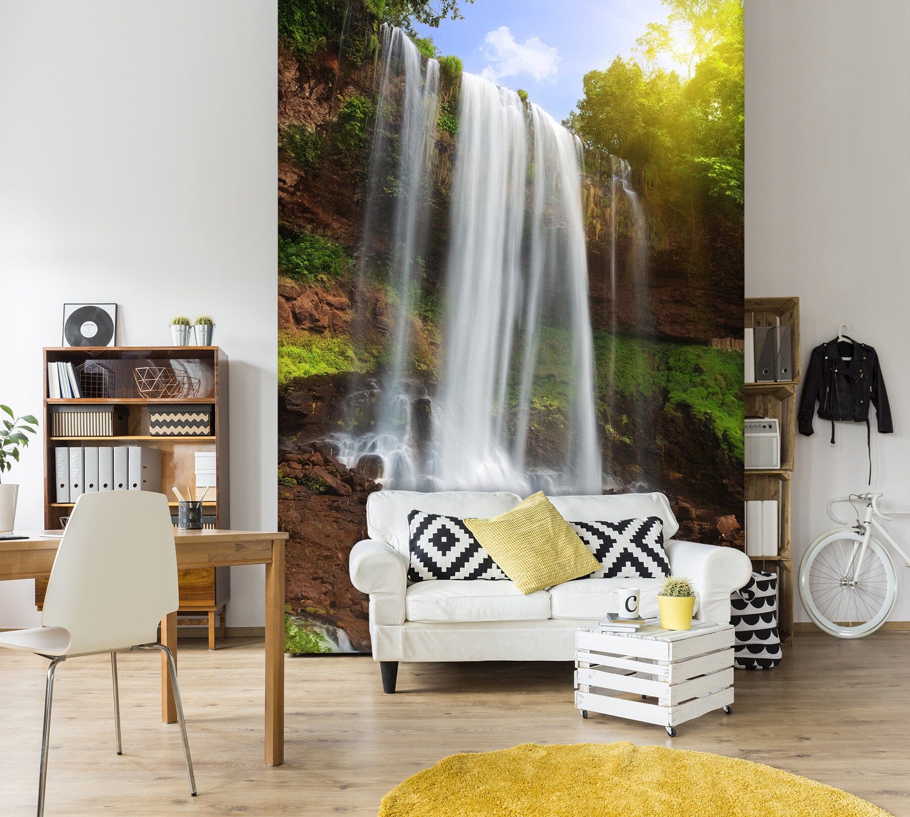 3D Waterfall Sunlight 1550 Wall Murals Wallpaper AJ Wallpaper 2
