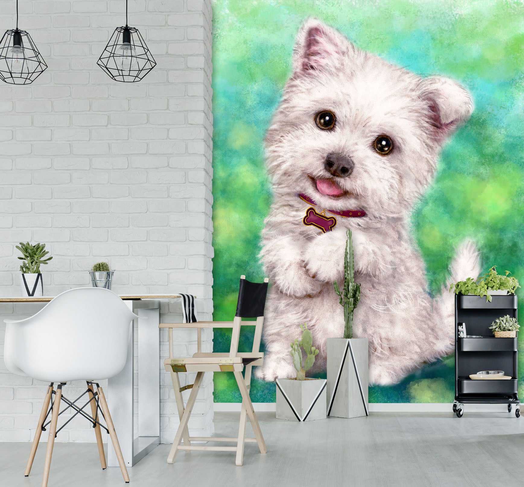 3D White Puppy 5500 Kayomi Harai Wall Mural Wall Murals
