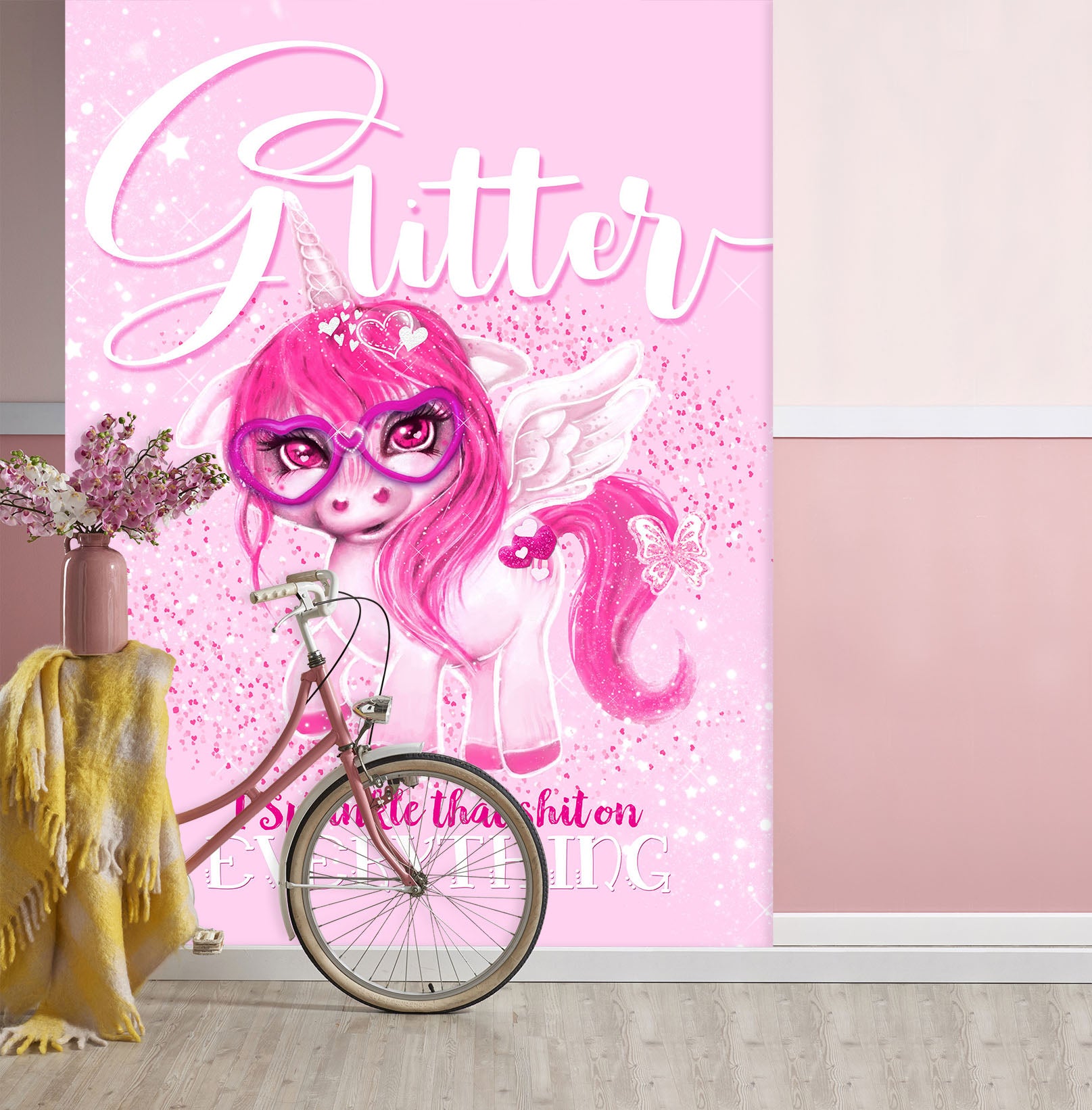 3D Pink Unicorn 8431 Sheena Pike Wall Mural Wall Murals