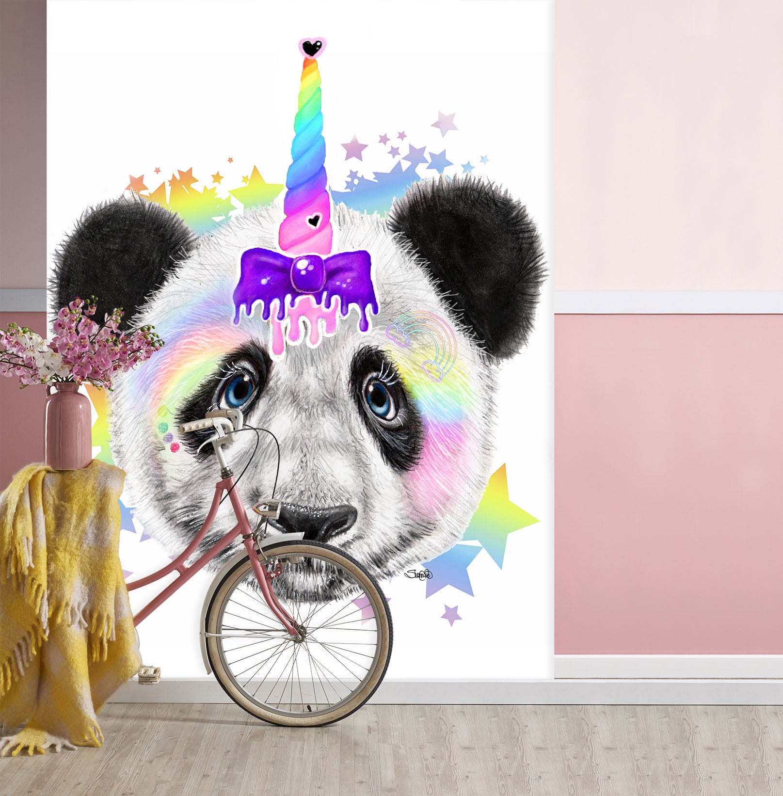 3D Color Star Panda 8448 Sheena Pike Wall Mural Wall Murals