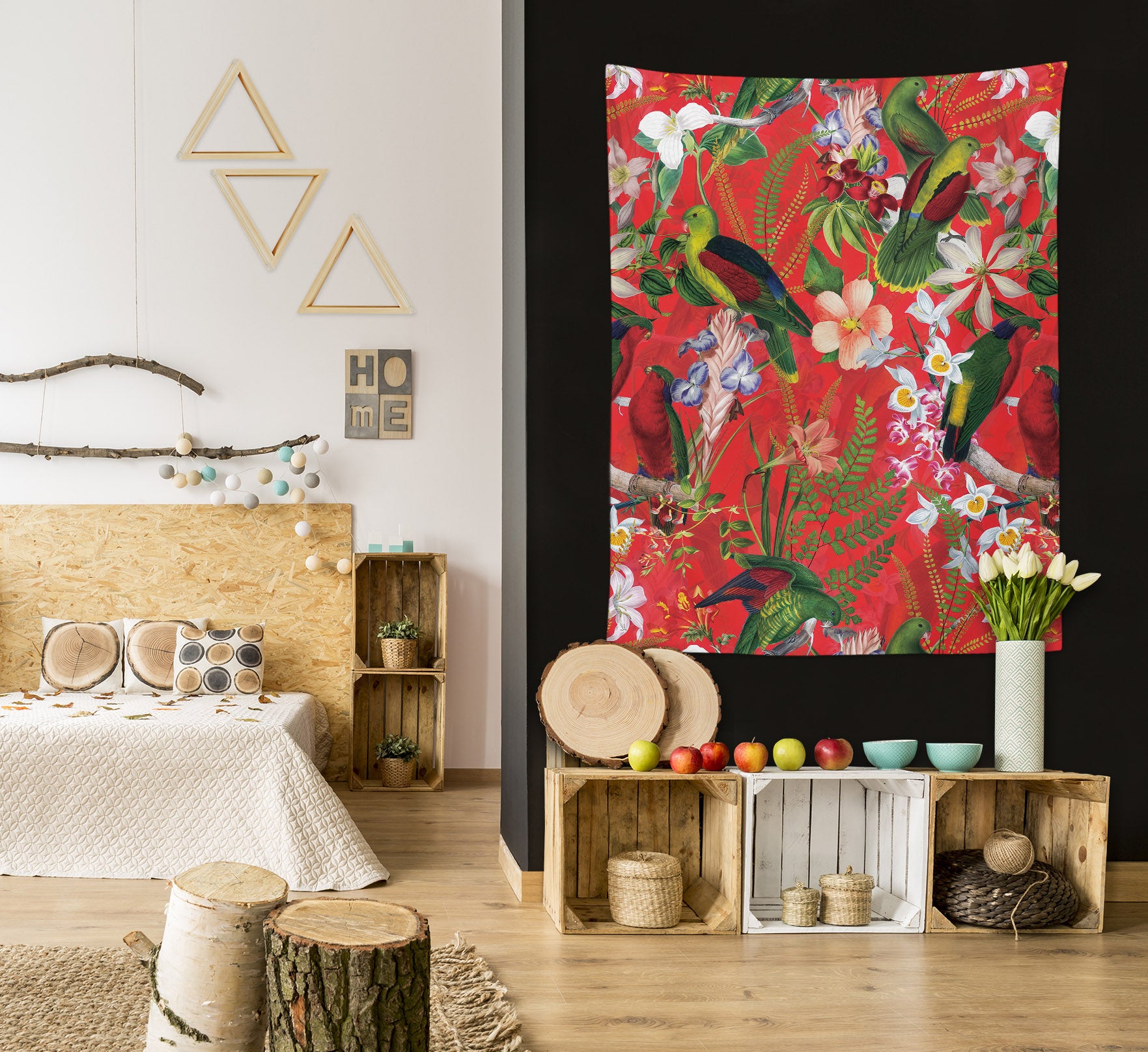 3D Parrot Petal 5373 Uta Naumann Tapestry Hanging Cloth Hang