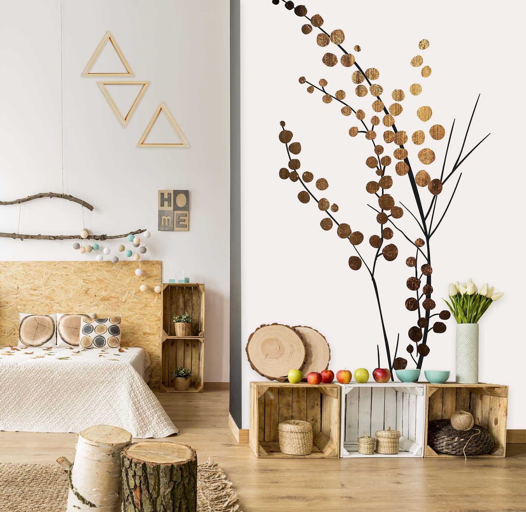 3D Golden Twig 1449 Boris Draschoff Wall Mural Wall Murals Wallpaper AJ Wallpaper 2