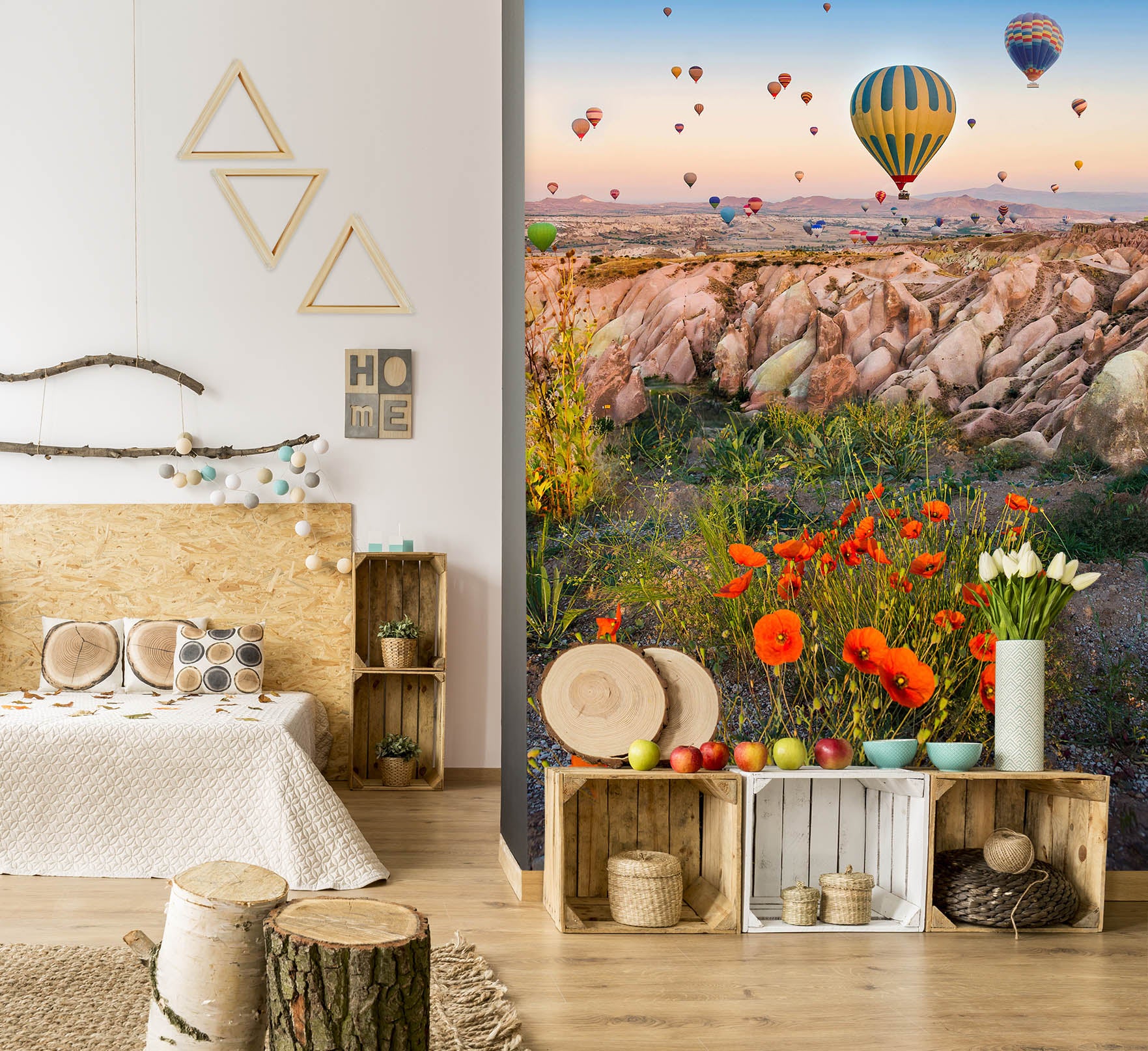 3D Mountain Hot Air Balloon 58096 Wall Murals