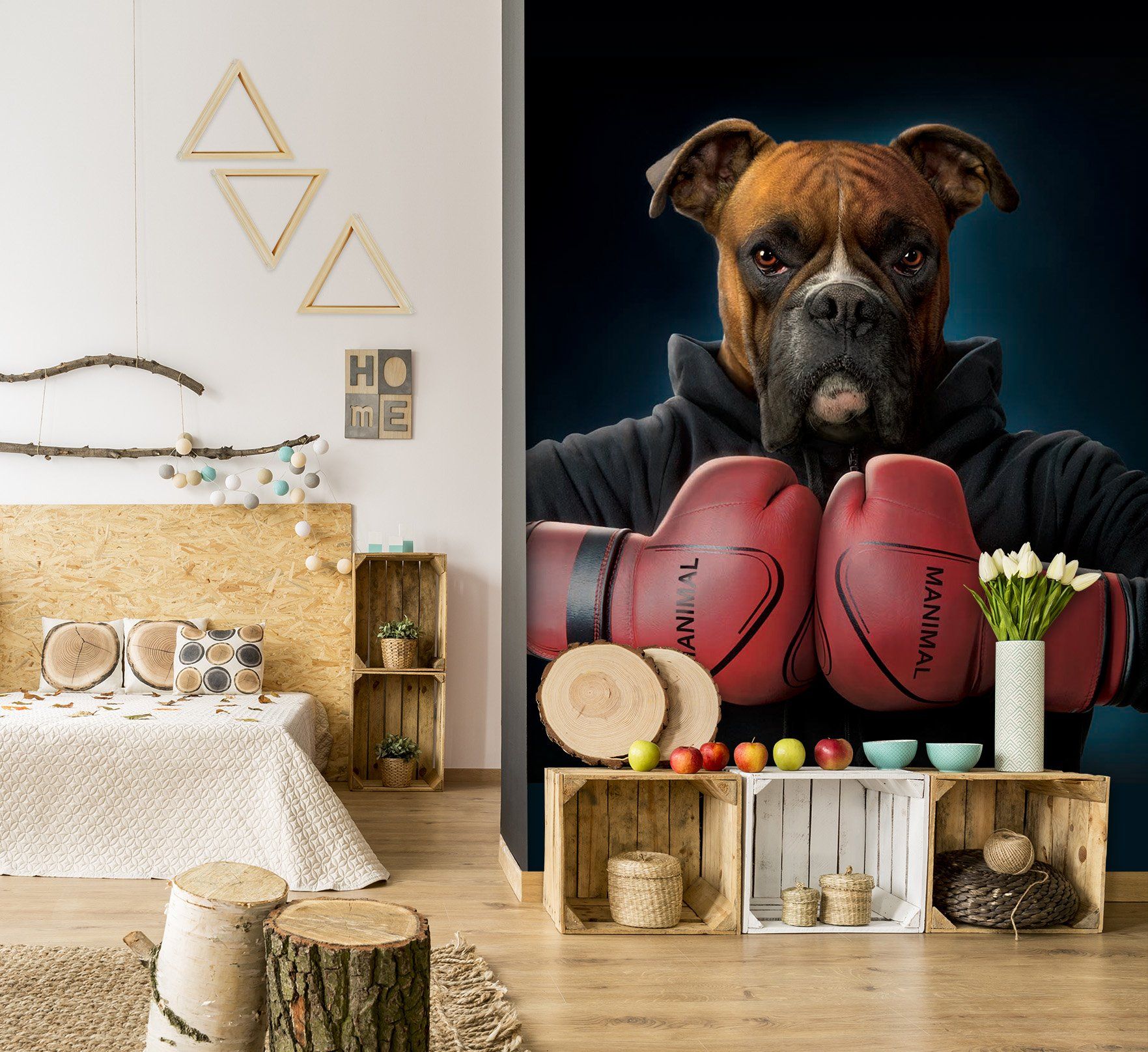 3D Boxing Dog 1415 Wall Murals Exclusive Designer Vincent Wallpaper AJ Wallpaper 2