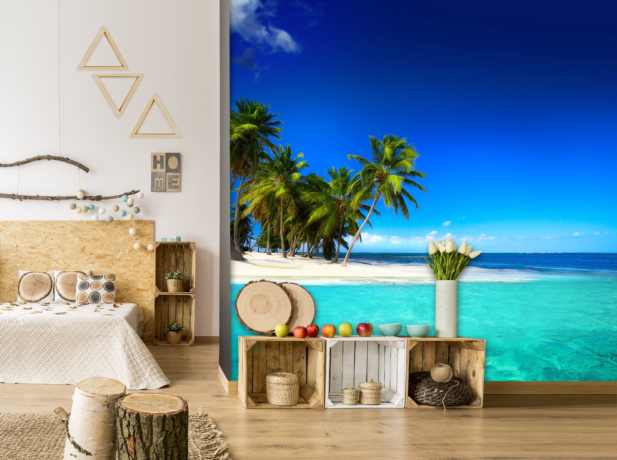 3D Sea Coconut Tree 061 Wall Murals Wallpaper AJ Wallpaper 2