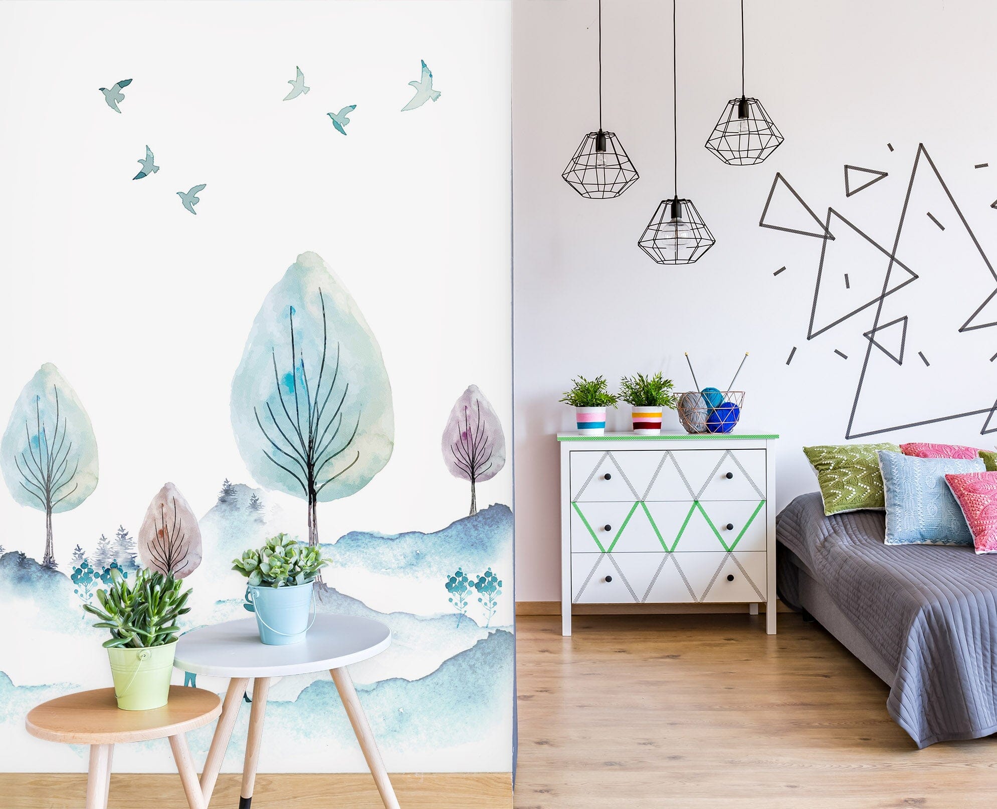 3D Blue Tree 046 Wall Murals Wallpaper AJ Wallpaper 2