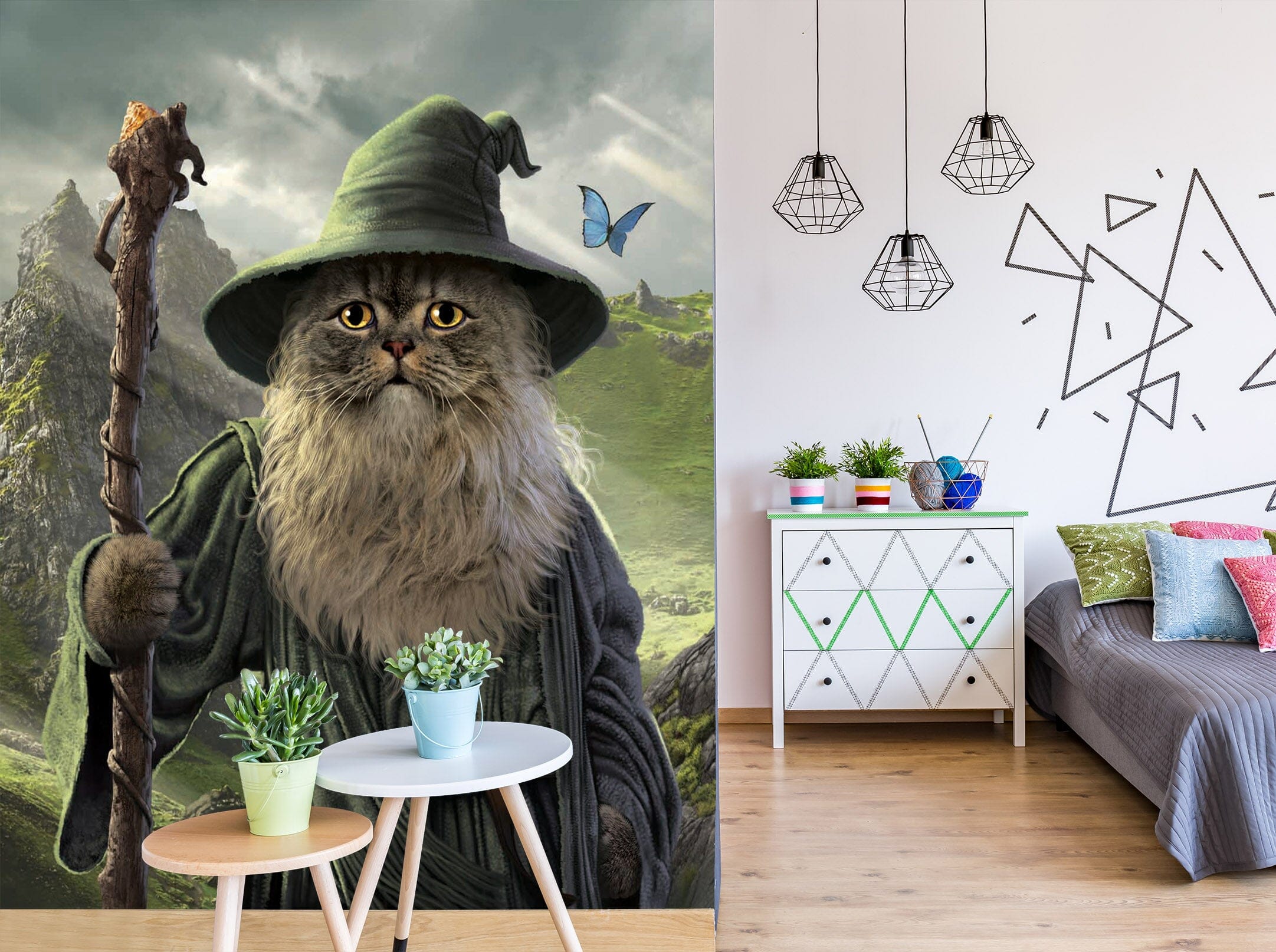 3D Hat Cat 1418 Wall Murals Exclusive Designer Vincent Wallpaper AJ Wallpaper 2