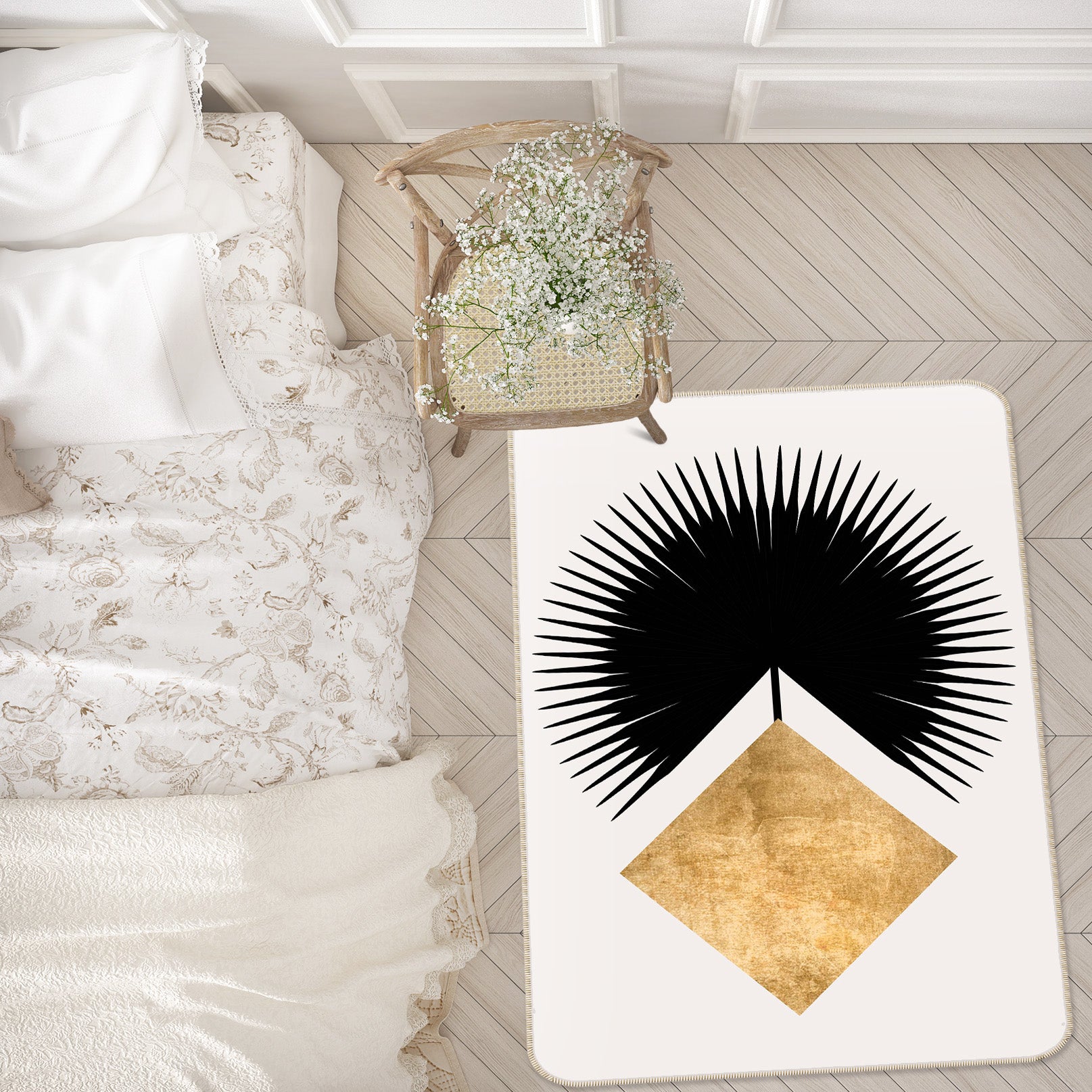 3D Golden Diamond 1111 Boris Draschoff Rug Non Slip Rug Mat