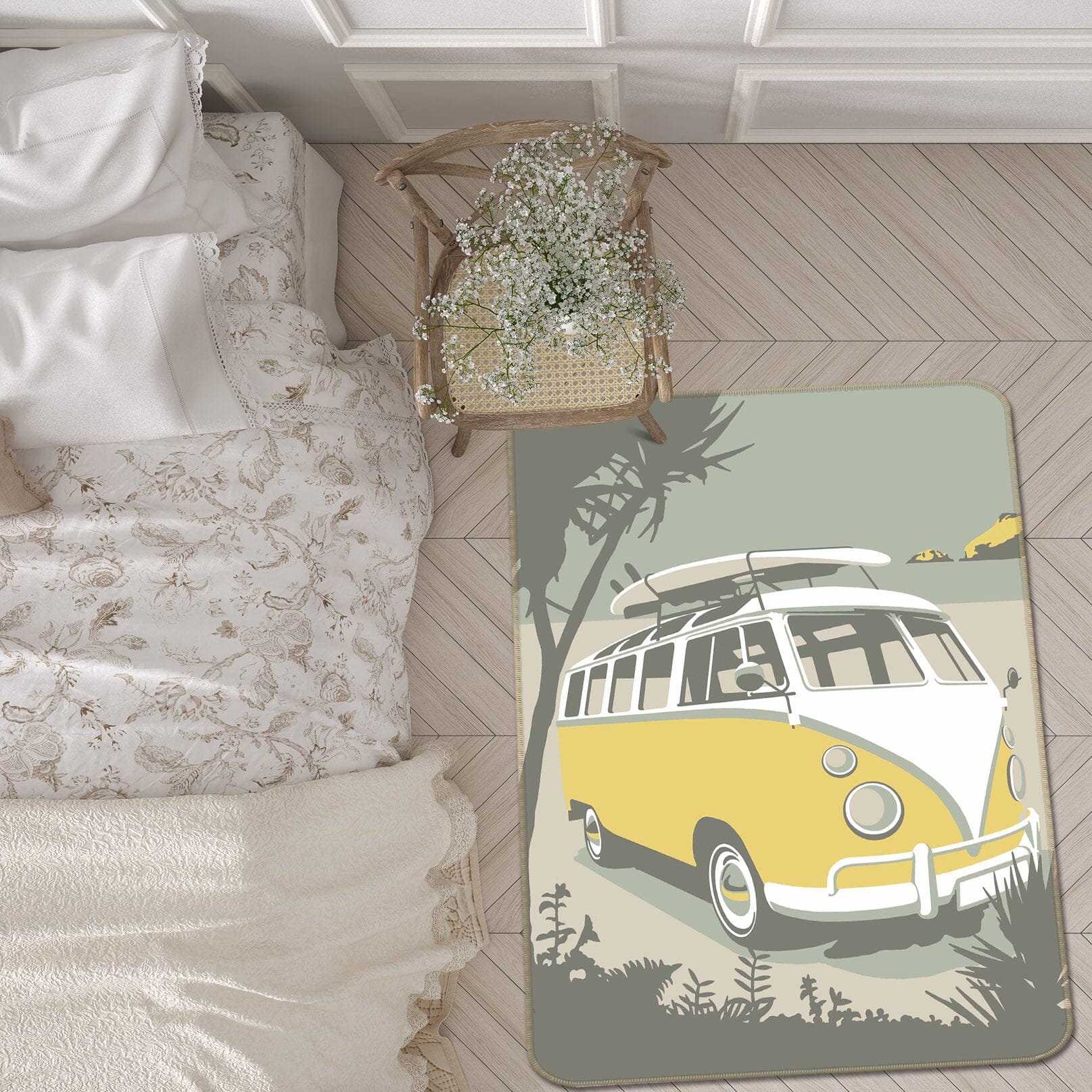 3D Polzeath Camper 1133 Steve Read Rug Non Slip Rug Mat Mat AJ Creativity Home