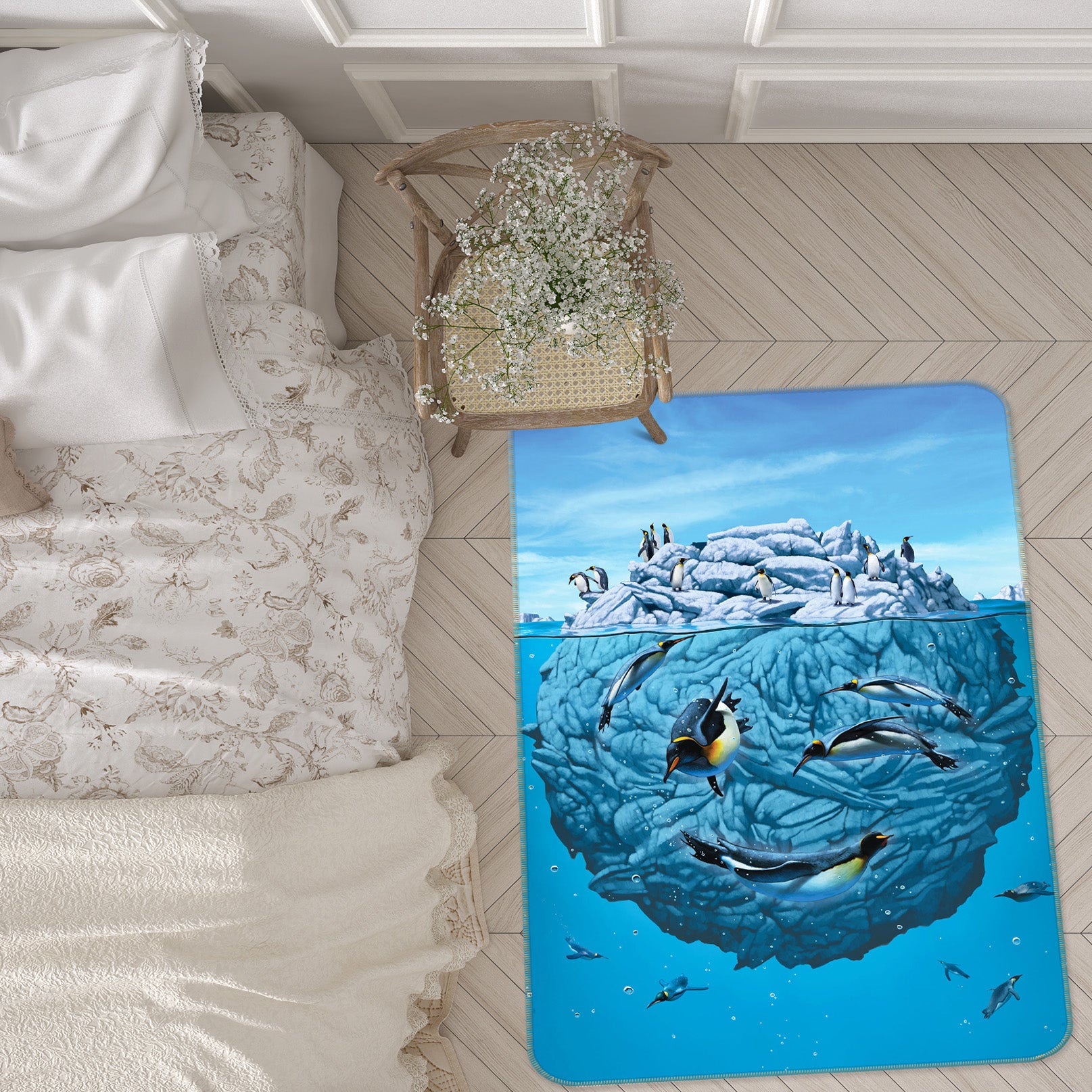 3D Glacier Penguin 84245 Vincent Hie Rug Non Slip Rug Mat