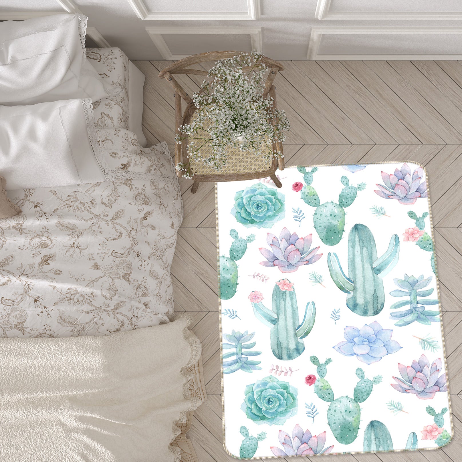 3D Cactus Succulents 163 Uta Naumann Rug Non Slip Rug Mat
