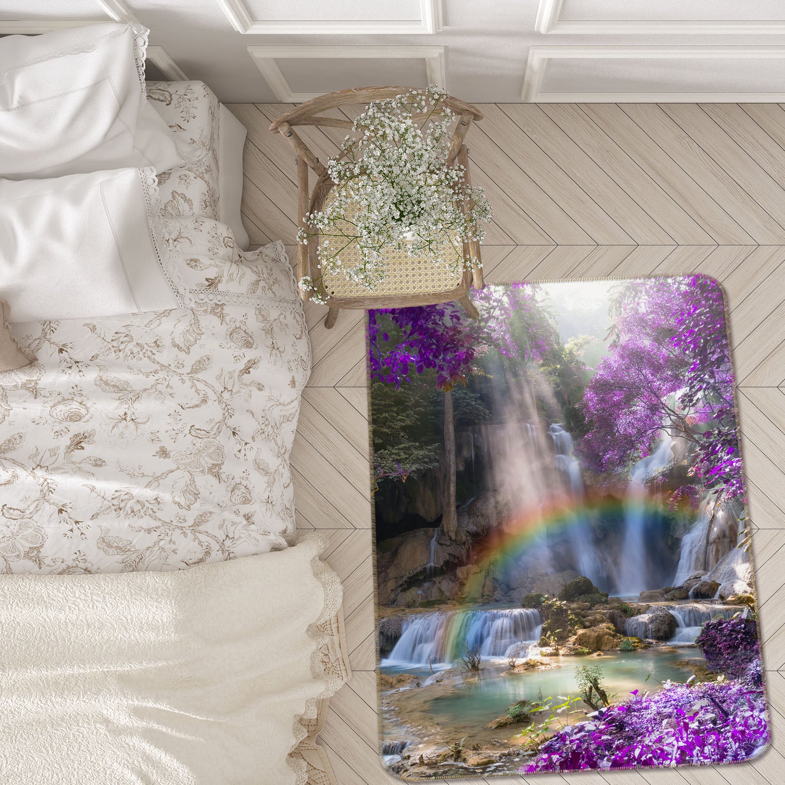 3D Purple Tree Rainbow 26127 Non Slip Rug Mat