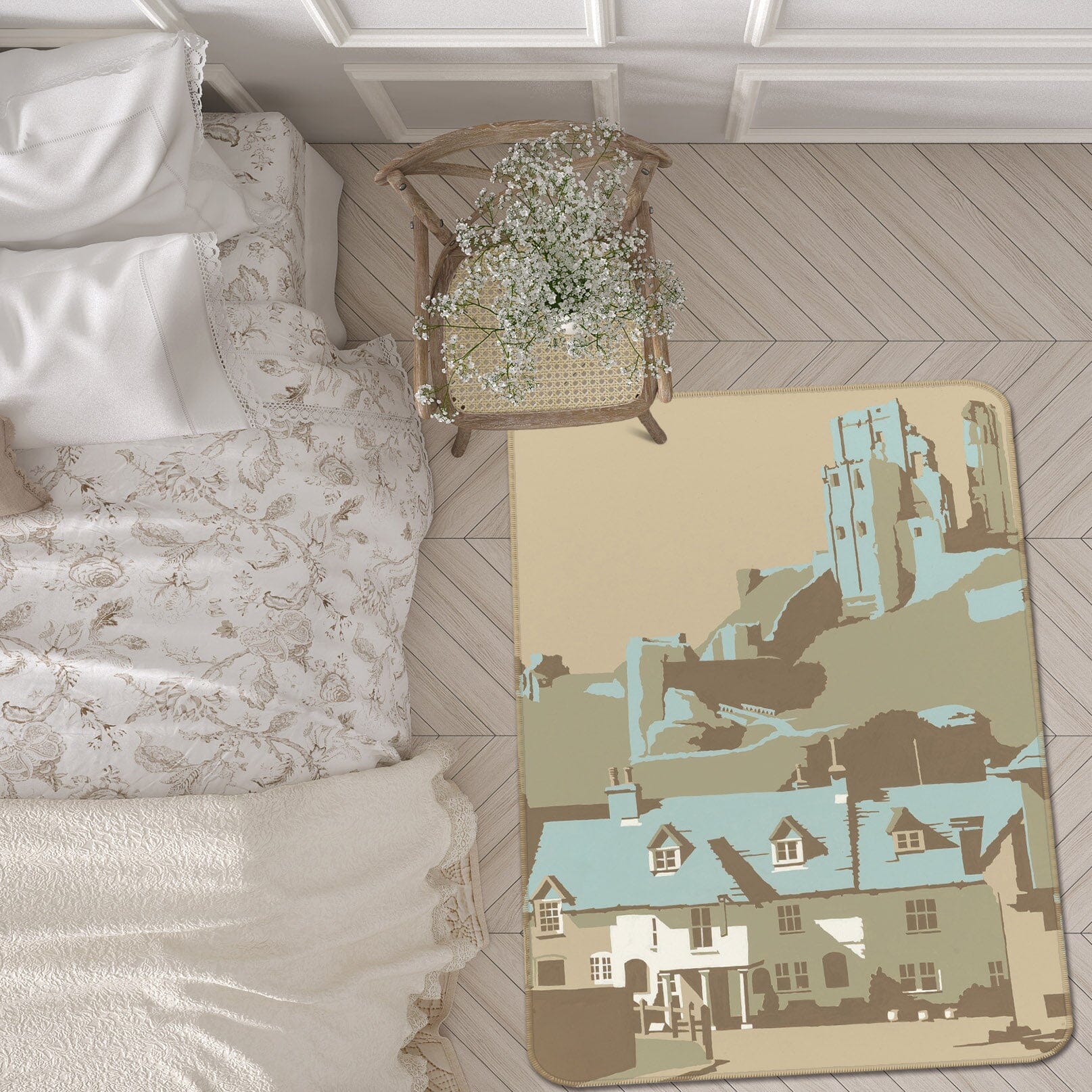 3D Corfe Castle 1112 Steve Read Rug Non Slip Rug Mat Mat AJ Creativity Home