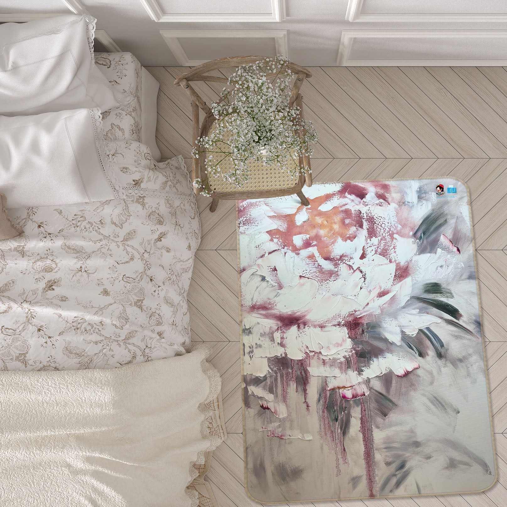 3D Beautiful Flower 3041 Skromova Marina Rug Non Slip Rug Mat