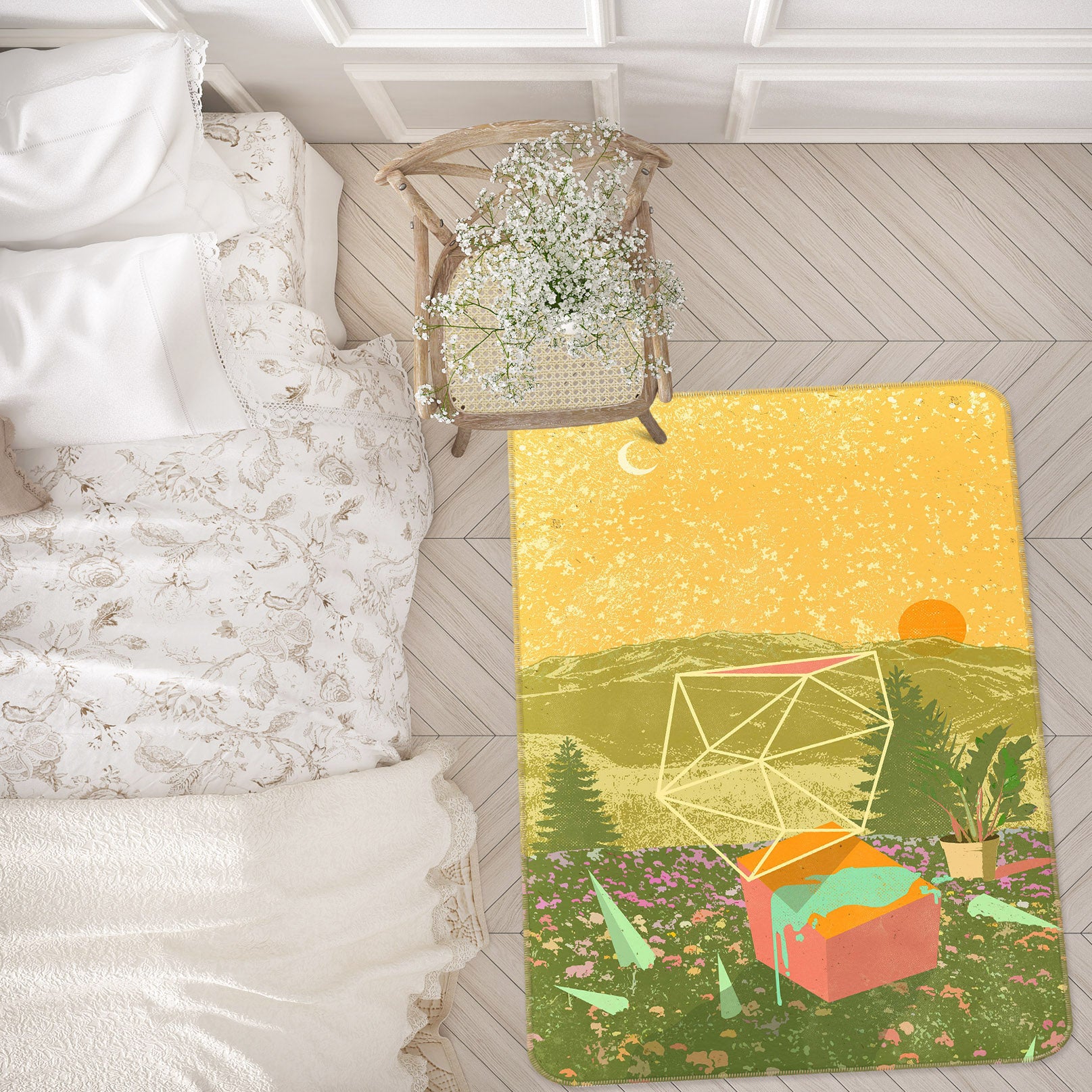 3D Grassland Sunrise 84096 Showdeer Rug Non Slip Rug Mat