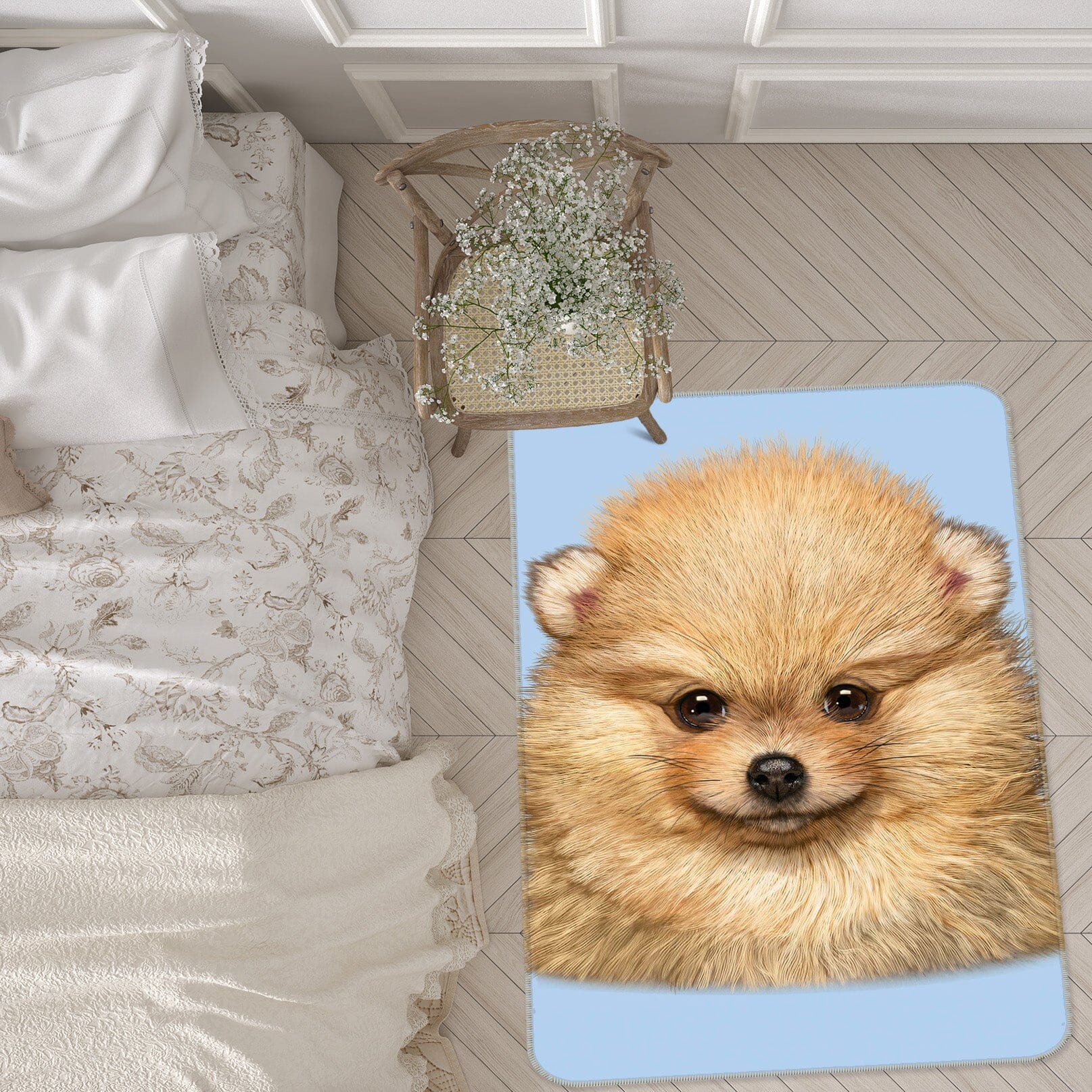 3D Pomeranian Puppy 1059 Vincent Hie Rug Non Slip Rug Mat Mat AJ Creativity Home