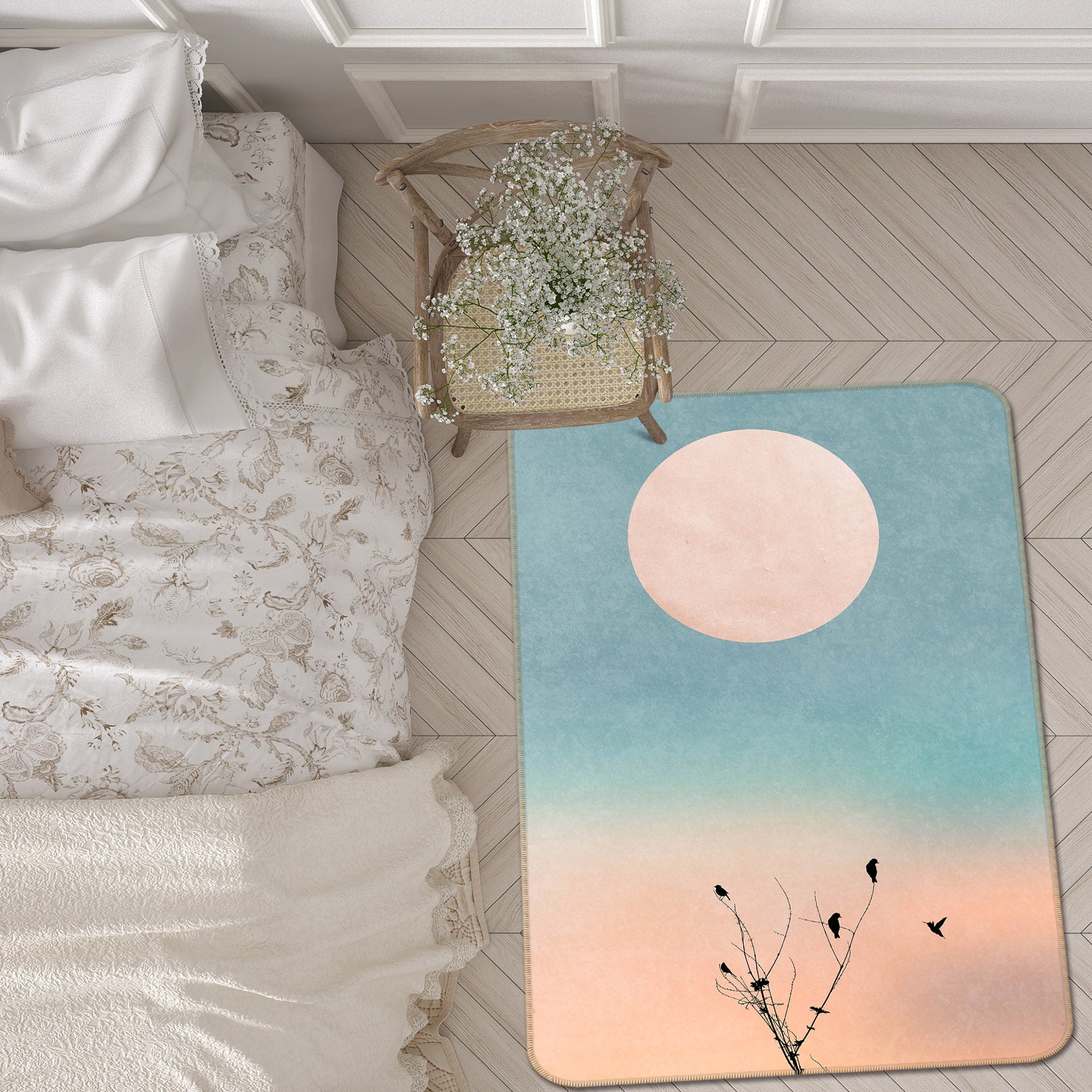 3D Dead Branches Moon 84148 Boris Draschoff Rug Non Slip Rug Mat
