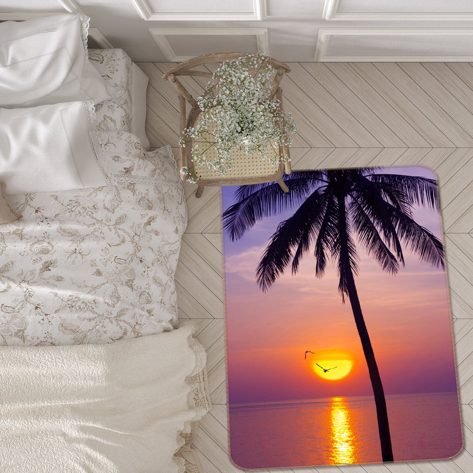 3D Sunset Coconut Tree 1179 Marco Carmassi Rug Non Slip Rug Mat Mat AJ Creativity Home