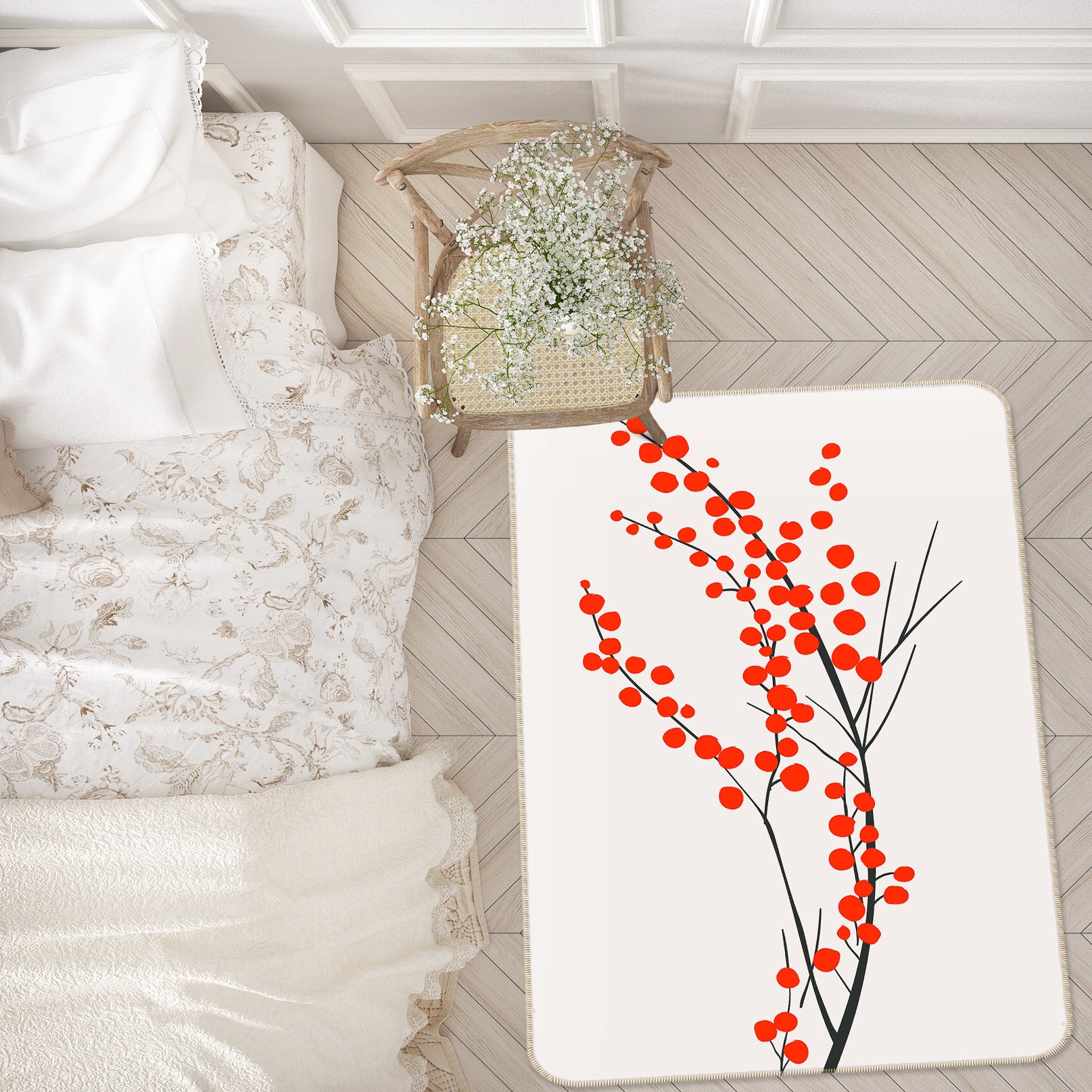 3D Red Plum 1139 Boris Draschoff Rug Non Slip Rug Mat