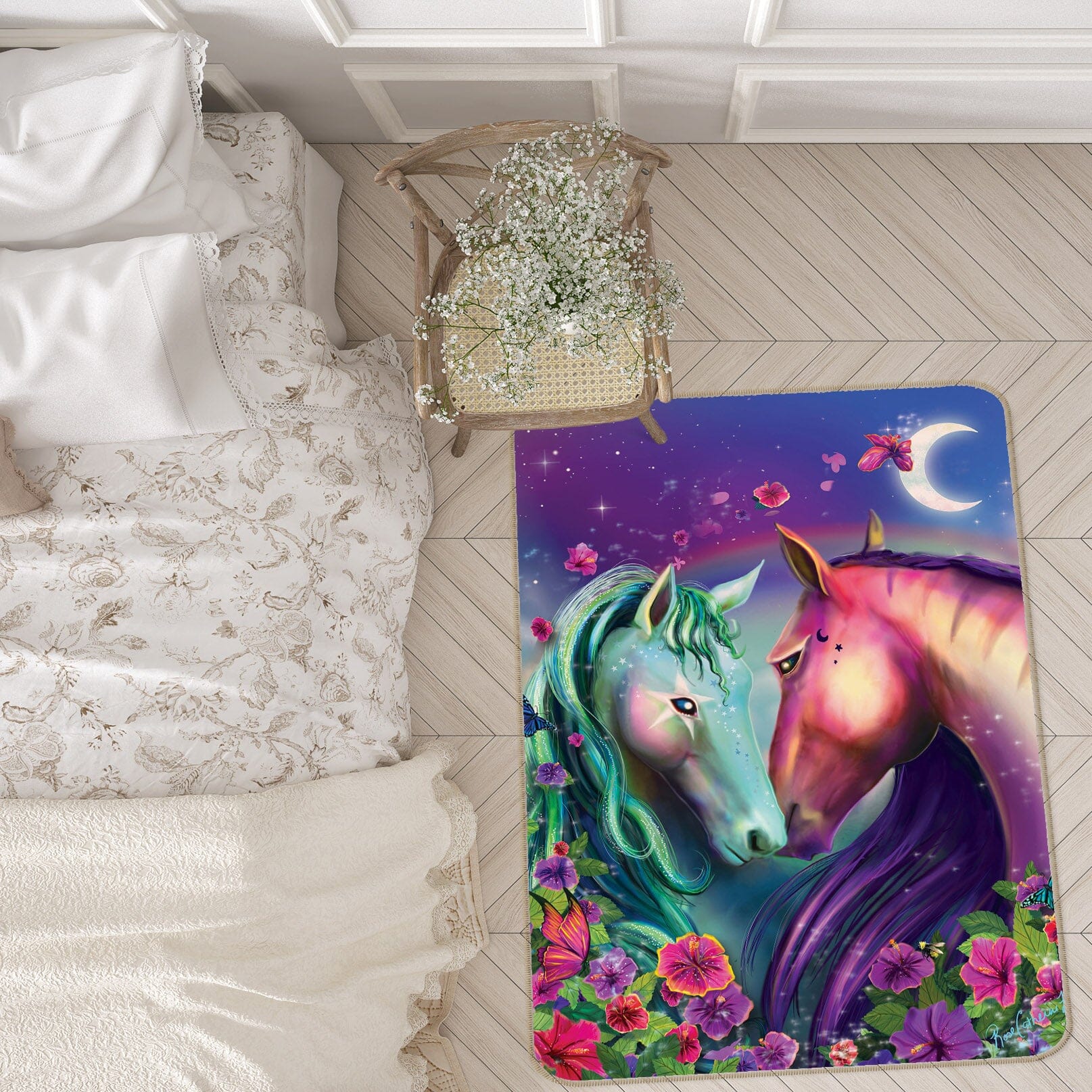 3D Moonlight Unicorn 3038 Rose Catherine Khan Rug Non Slip Rug Mat Mat AJ Creativity Home