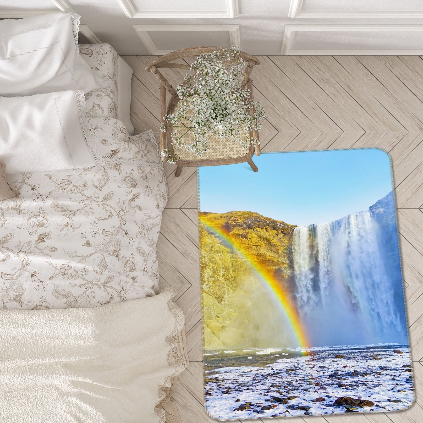 3D Rainbow Waterfall 26177 Non Slip Rug Mat