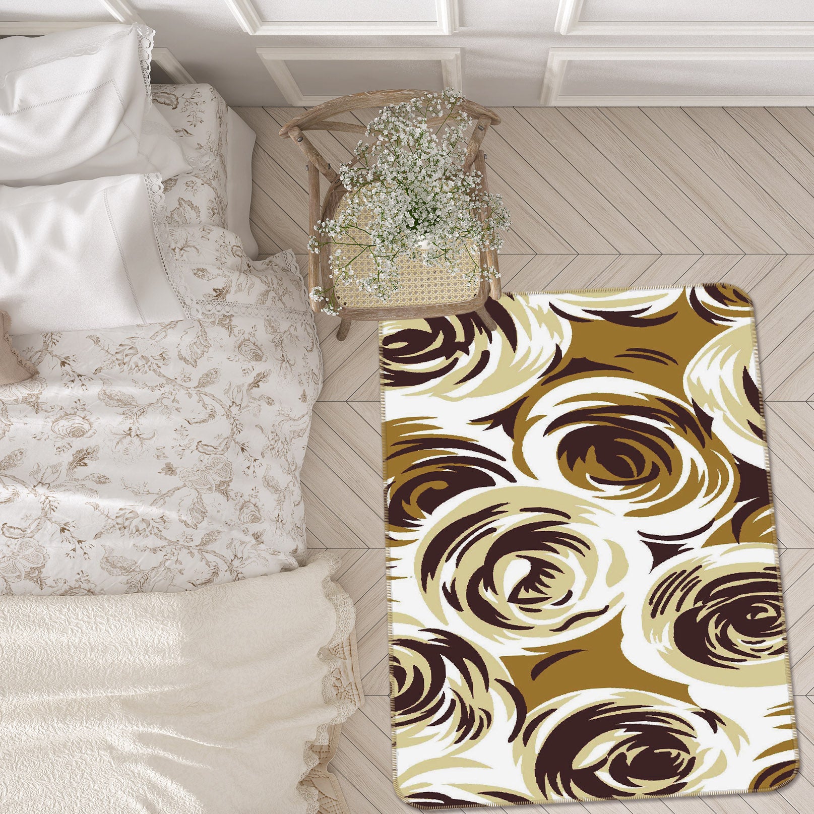 3D Pattern Flower 32125 Non Slip Rug Mat
