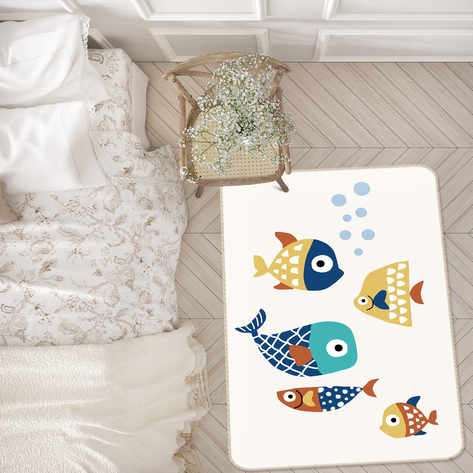 3D Cartoon Colorful Fish 1077 Boris Draschoff Rug Non Slip Rug Mat