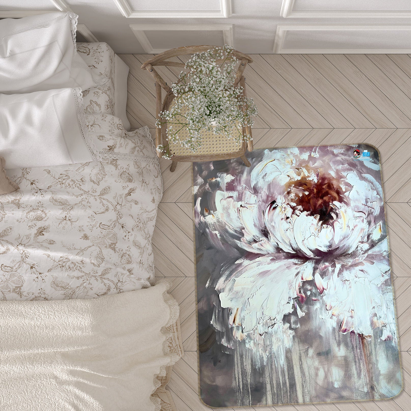 3D Watercolor Flowers 3862 Skromova Marina Rug Non Slip Rug Mat