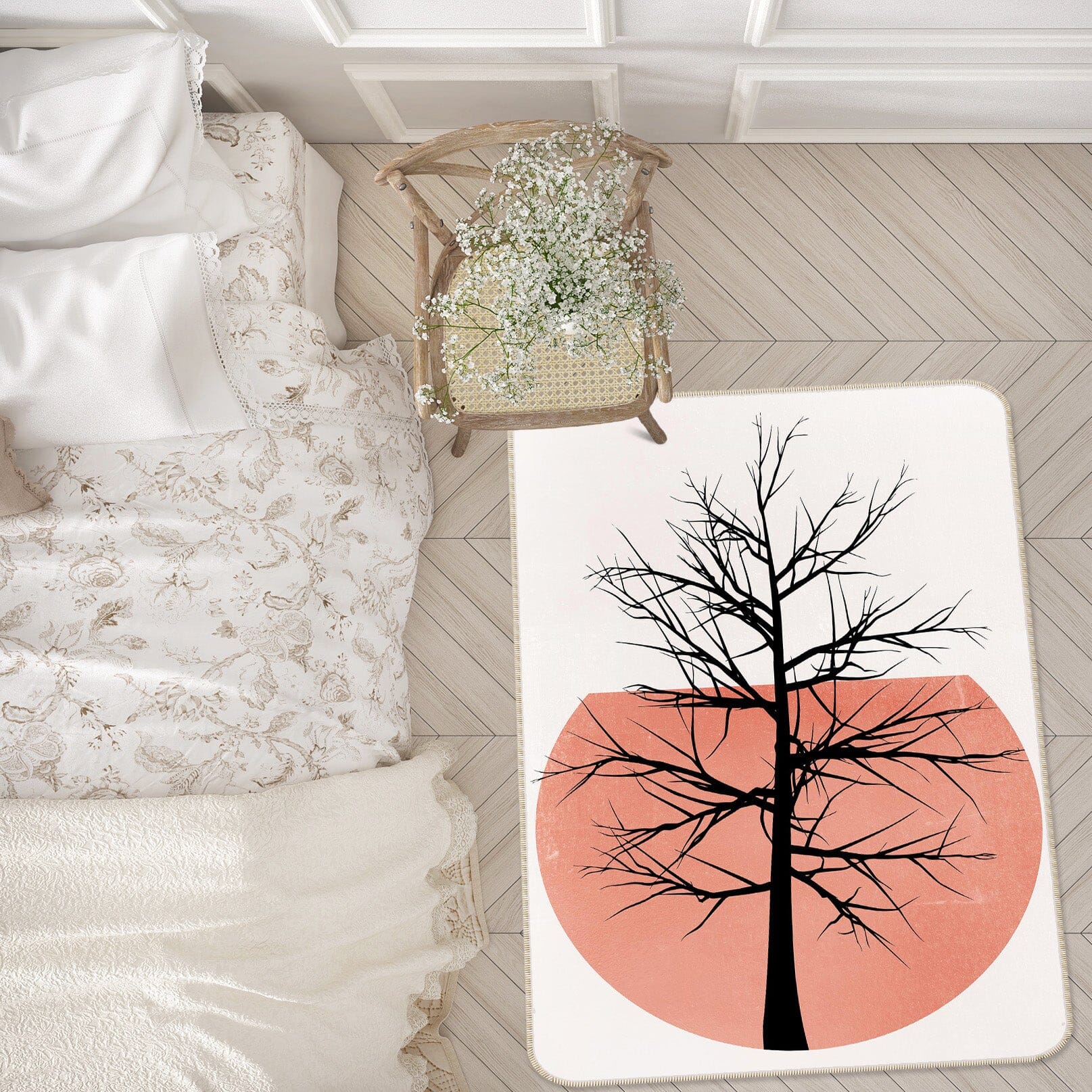 3D Pink Moon Tree 1056 Boris Draschoff Rug Non Slip Rug Mat Mat AJ Creativity Home