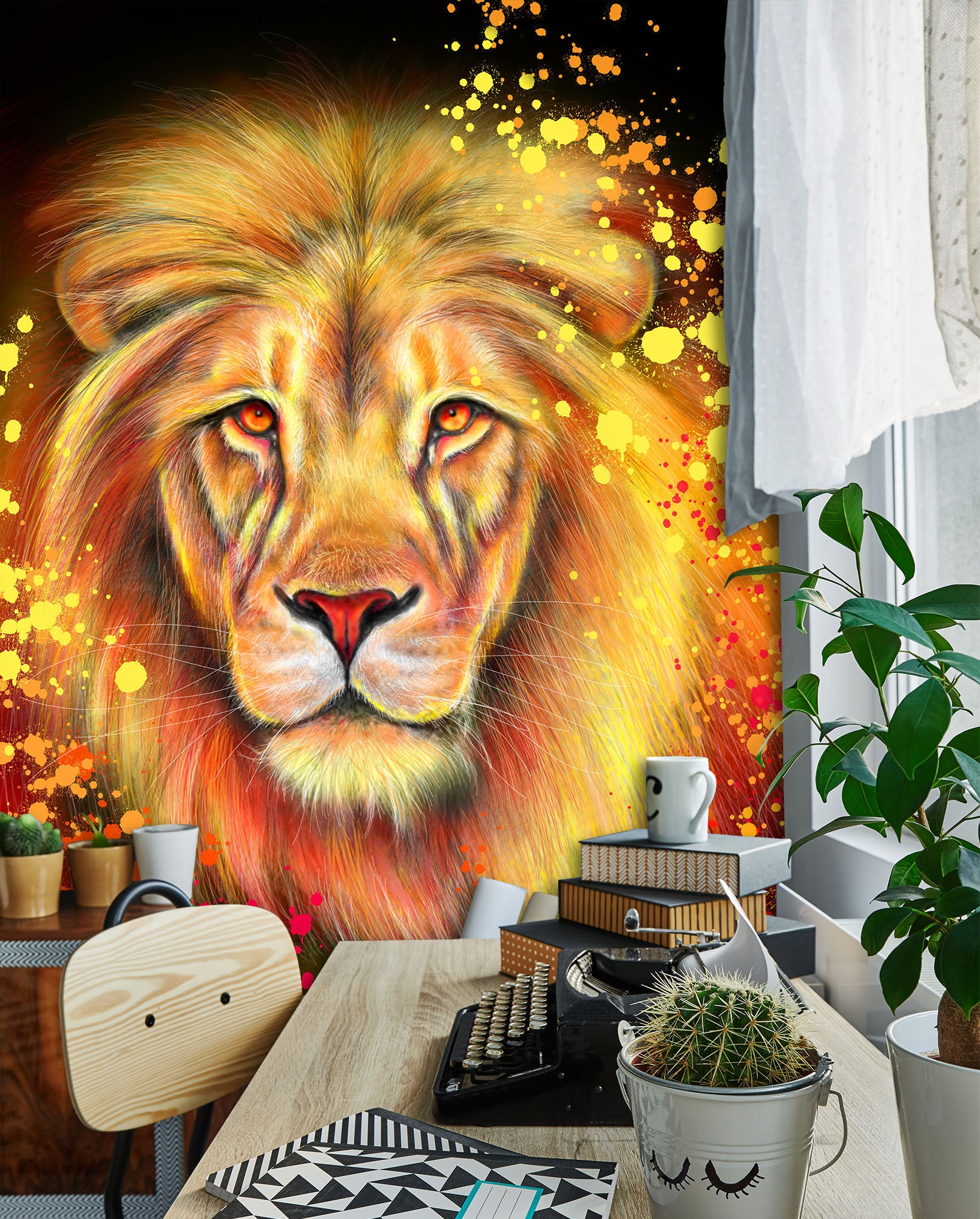 3D Watercolor Lion 8444 Sheena Pike Wall Mural Wall Murals