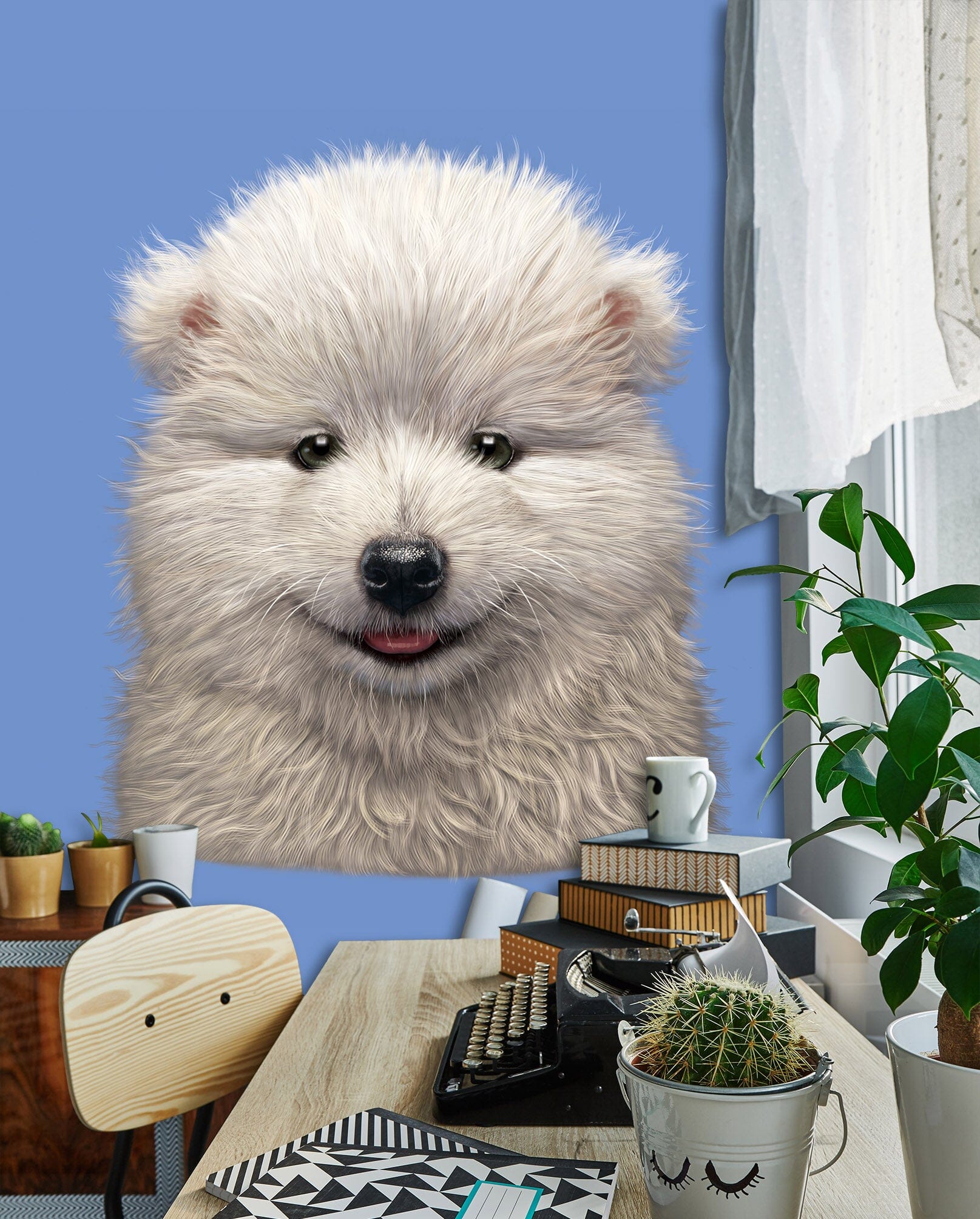 3D White Dog 1544 Wall Murals Exclusive Designer Vincent Wallpaper AJ Wallpaper 2