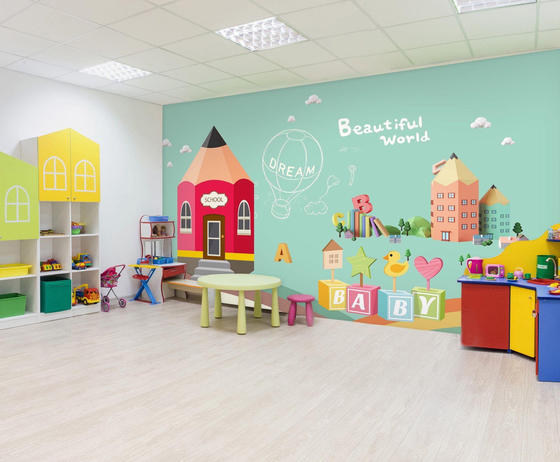 3D Cartoon Pencil House 034 Wall Murals Wallpaper AJ Wallpaper 2