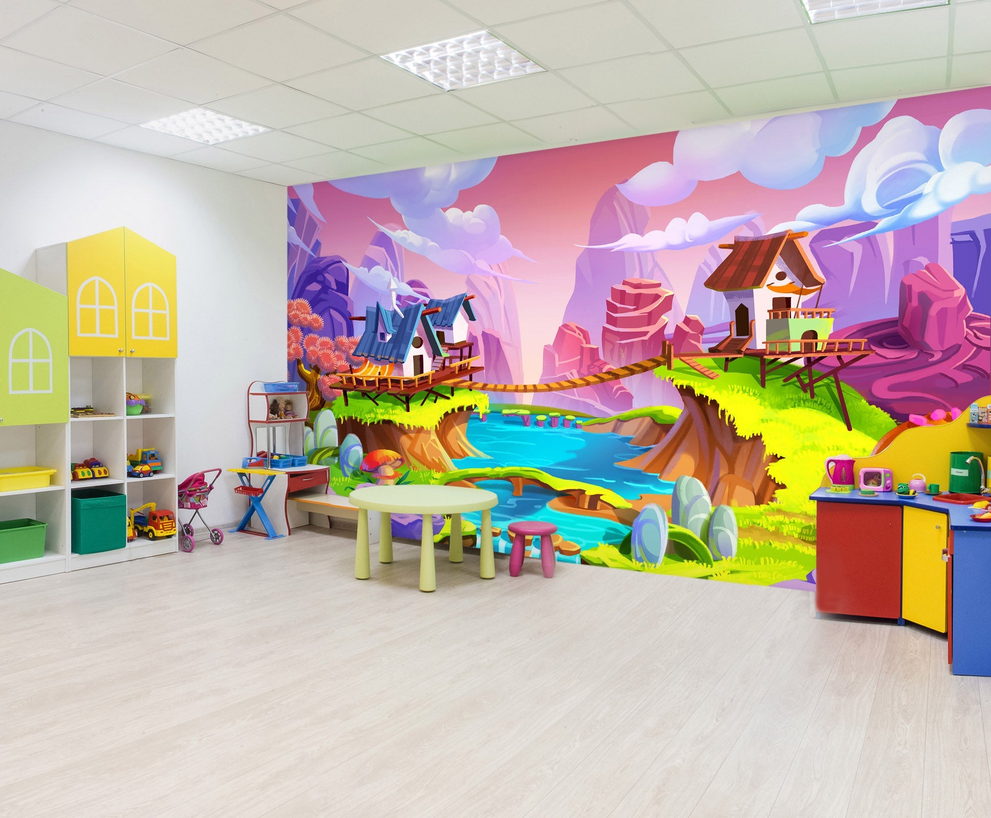 3D House Bridge River 037 Wall Murals Wallpaper AJ Wallpaper 2