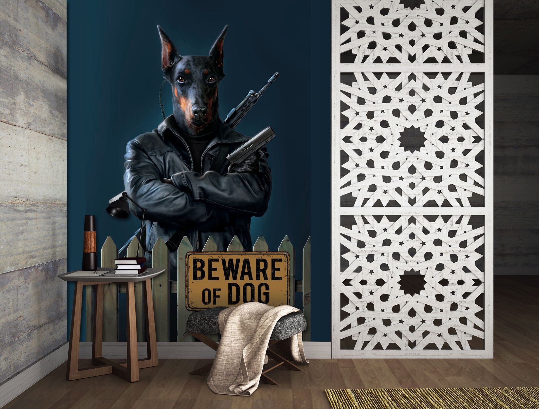 3D Dog Wwarrior 1409 Wall Murals Exclusive Designer Vincent Wallpaper AJ Wallpaper 2