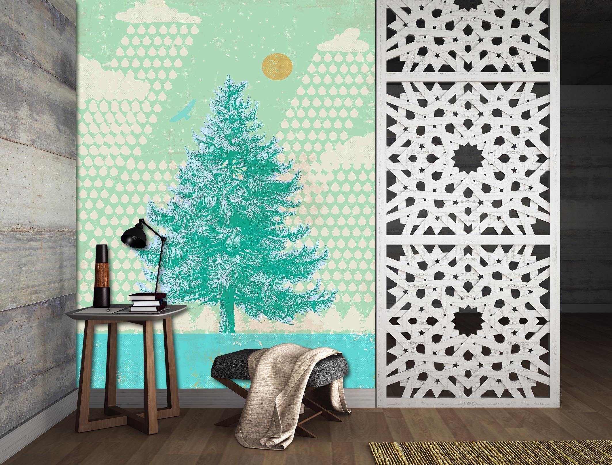 3D Blue Fir Tree 1416 Showdeer Wall Mural Wall Murals Wallpaper AJ Wallpaper 2