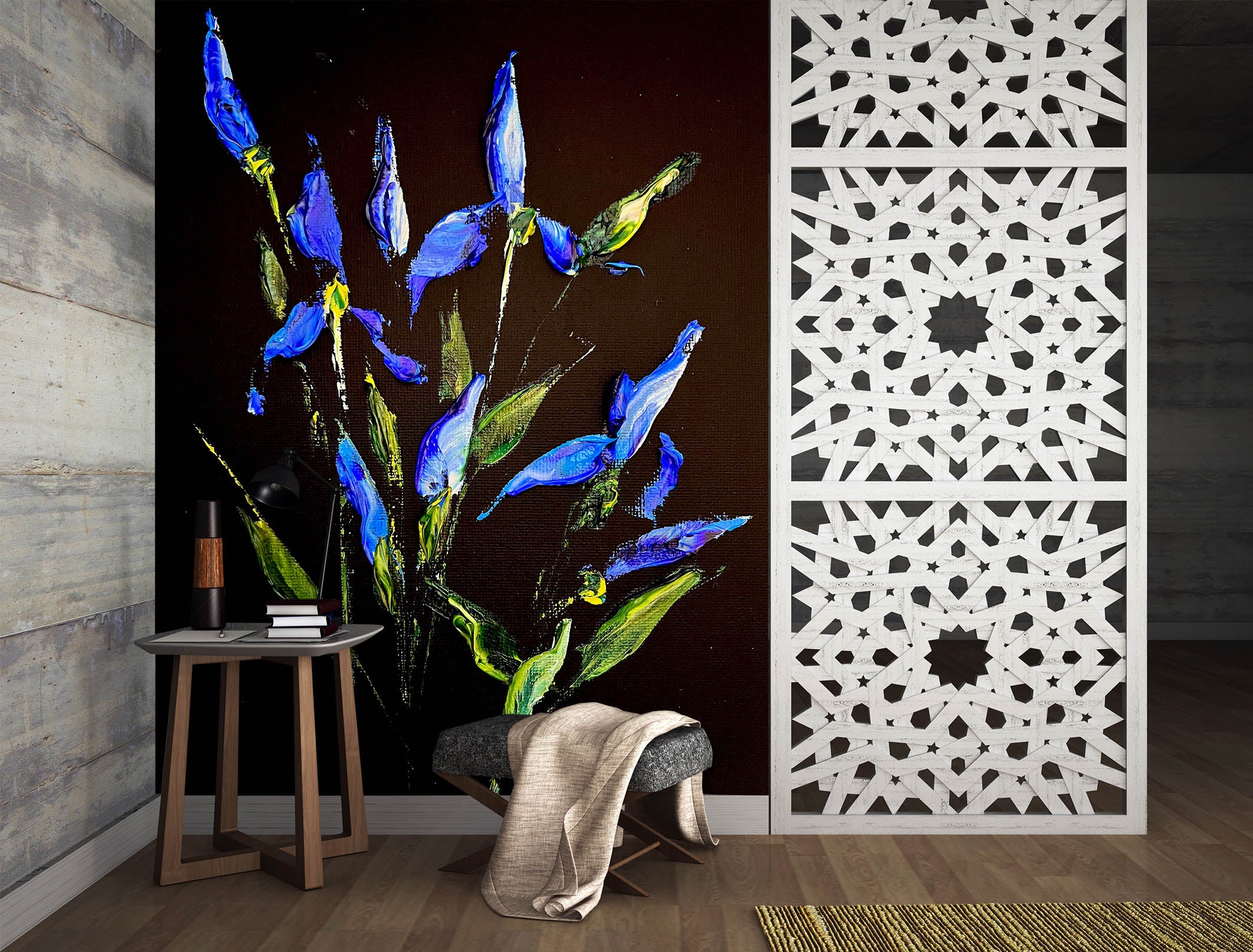 3D Blue Purple Flower 2626 Skromova Marina Wall Mural Wall Murals