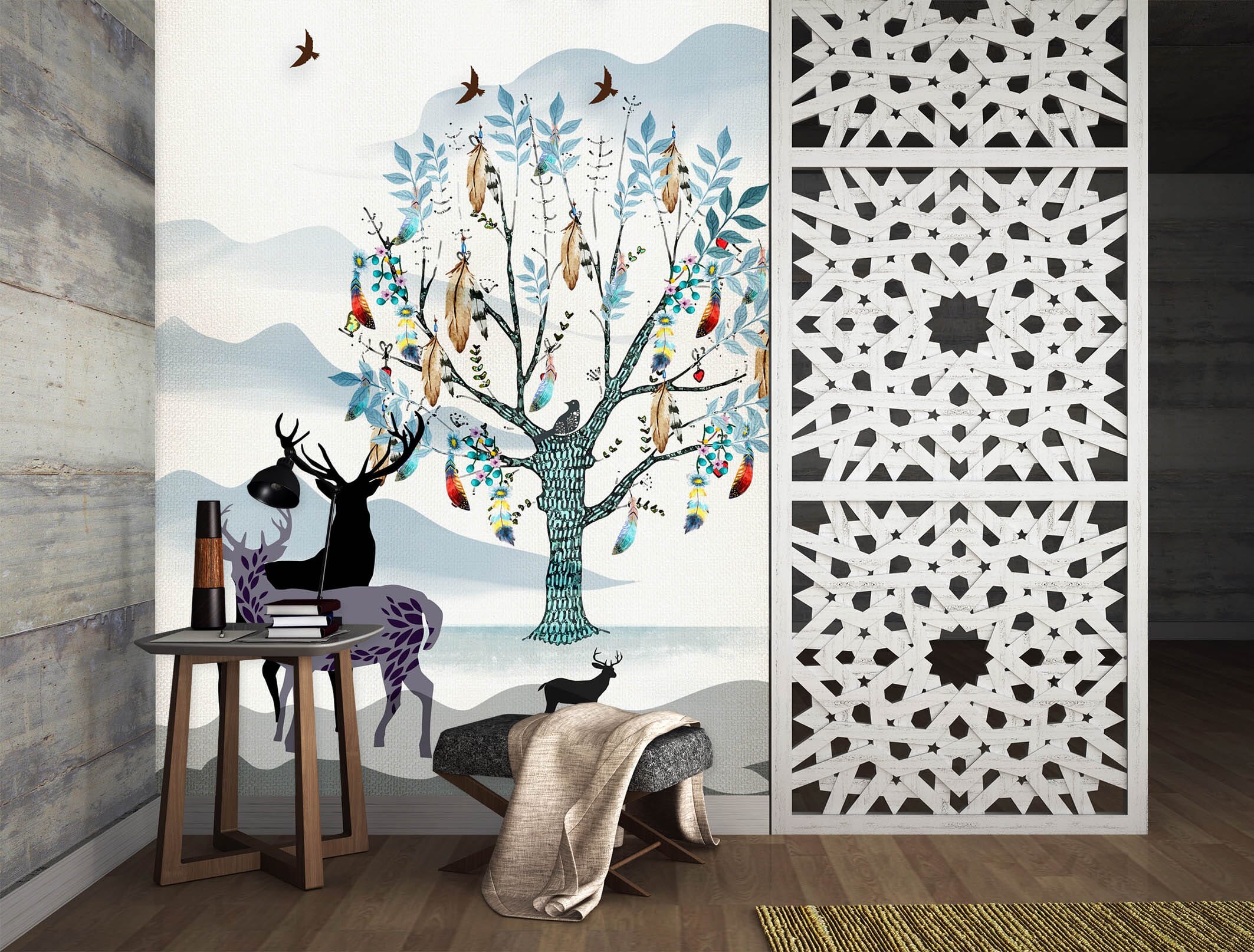 3D Forest Deer 052 Wall Murals Wallpaper AJ Wallpaper 2
