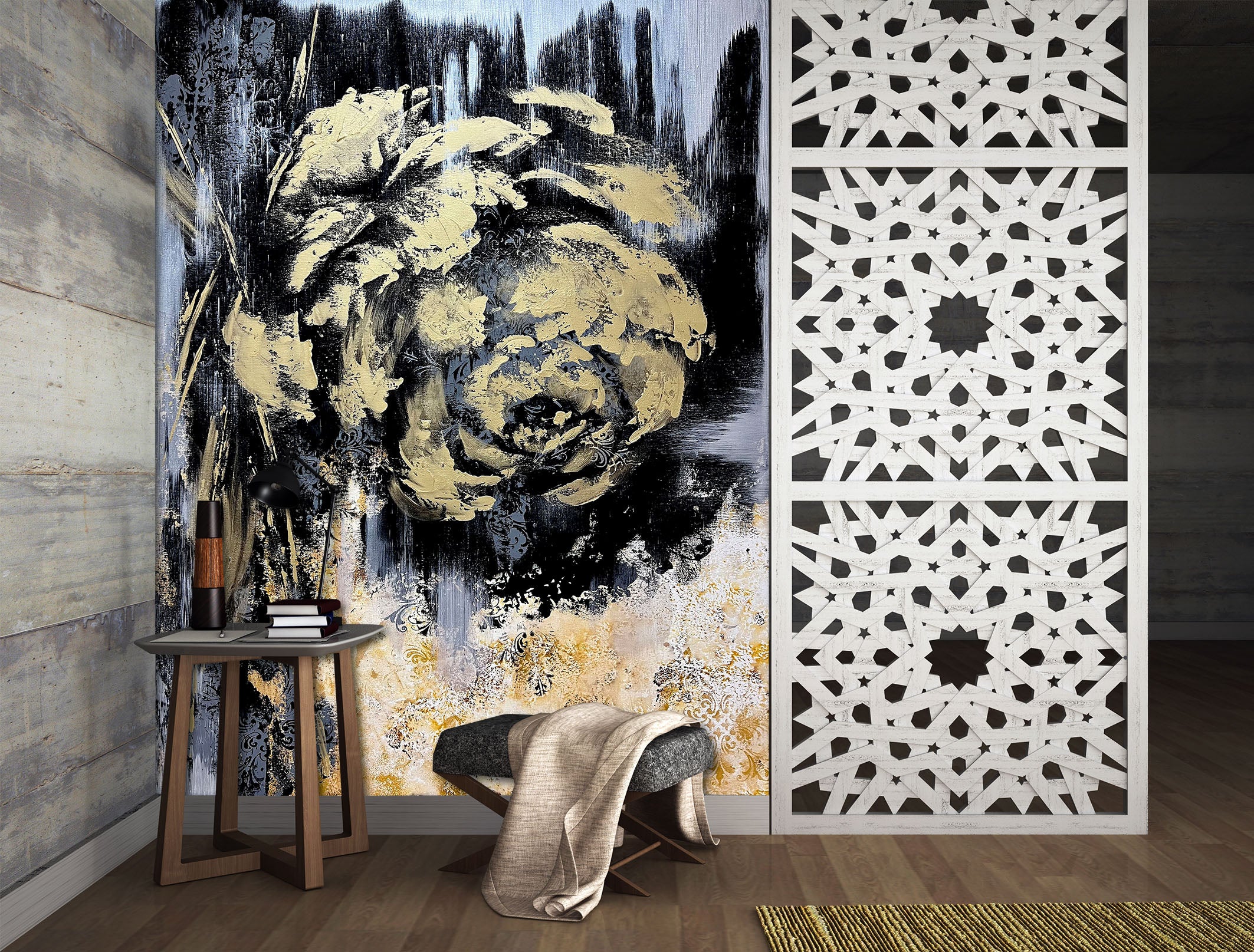 3D Vintage Black Flower 3122 Skromova Marina Wall Mural Wall Murals