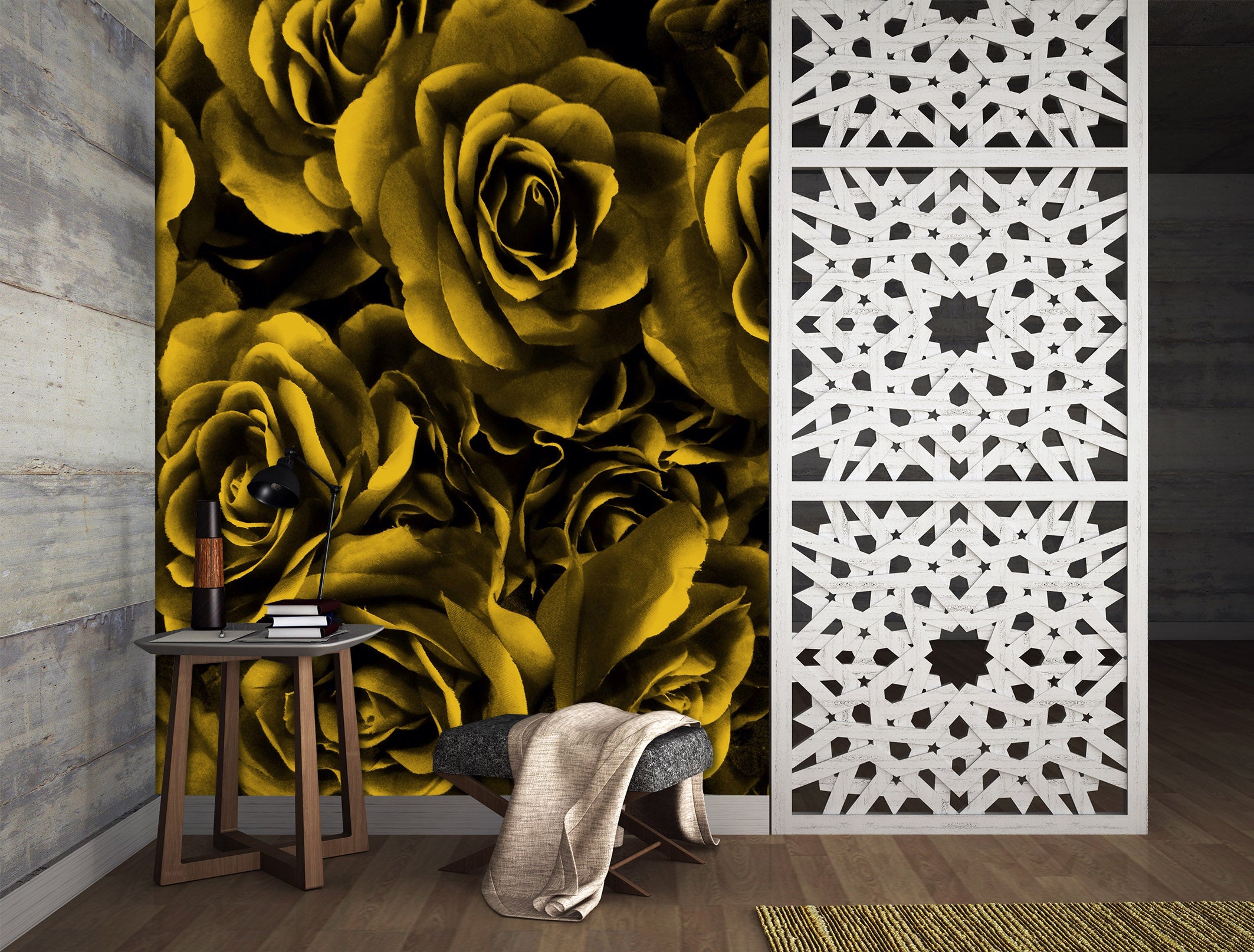 3D Black Gold Flowers 58192 Wall Murals