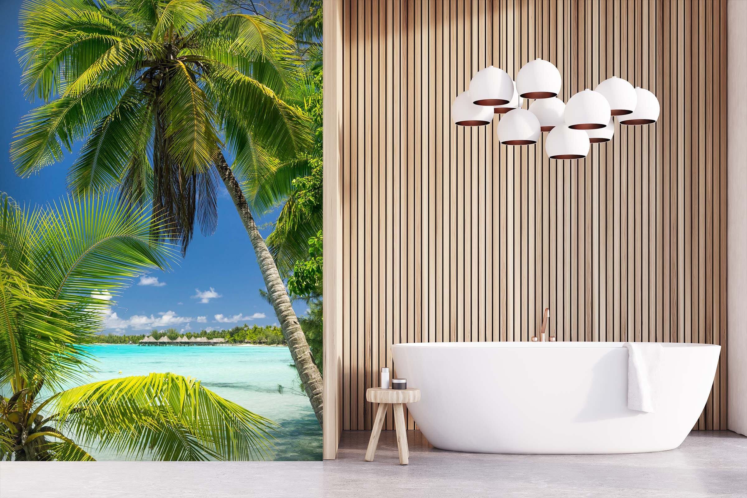 3D Coconut Tree Sea 081 Wall Murals Wallpaper AJ Wallpaper 2