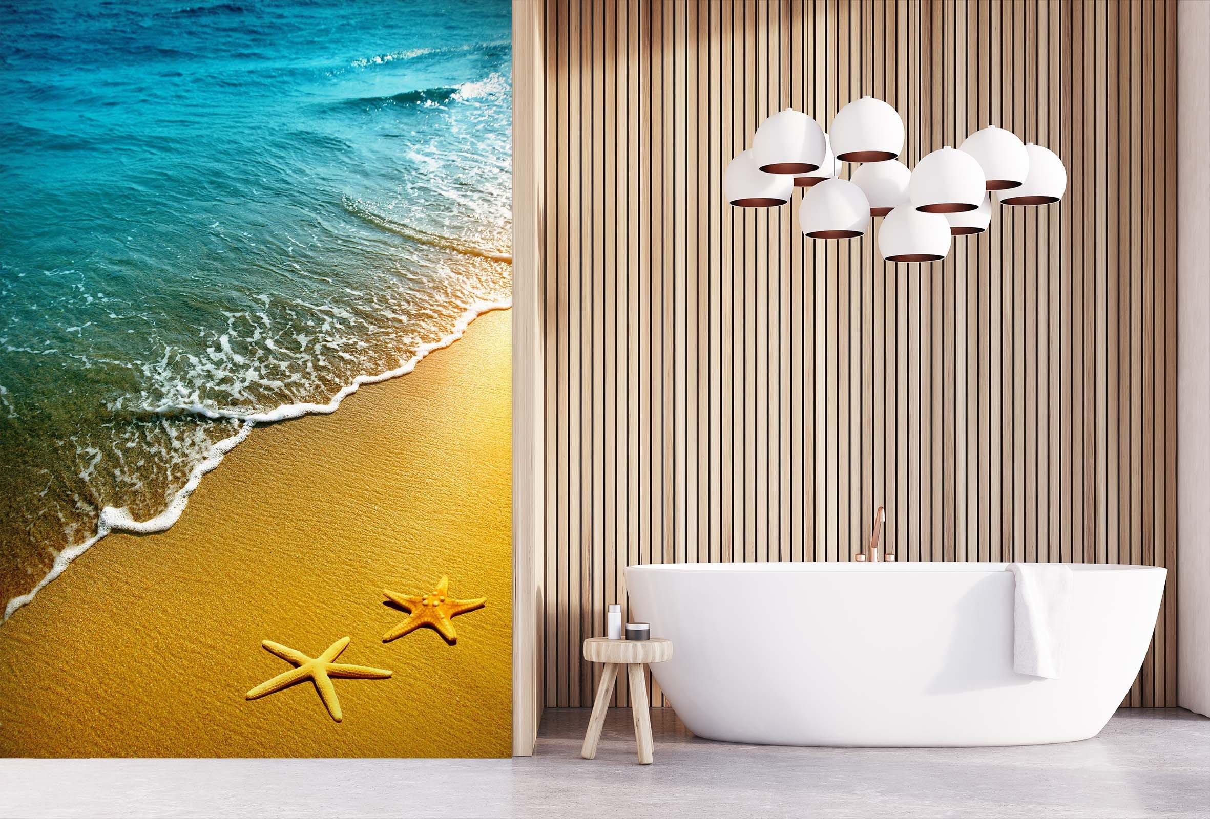 3D Beach Starfish Golden 083 Wall Murals Wallpaper AJ Wallpaper 2