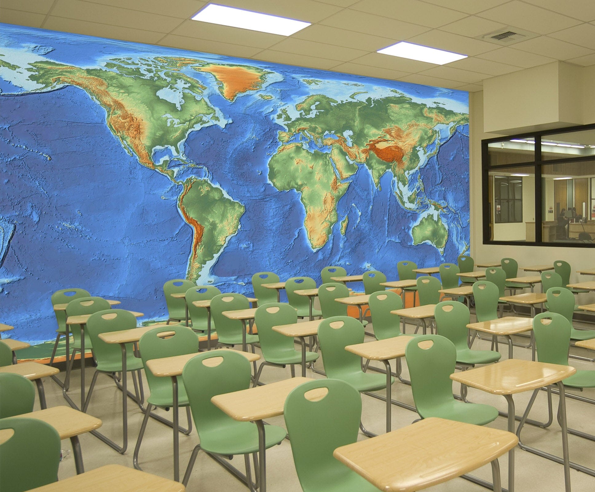 3D Oasis Building 2030 World Map Wall Murals Wallpaper AJ Wallpaper 2