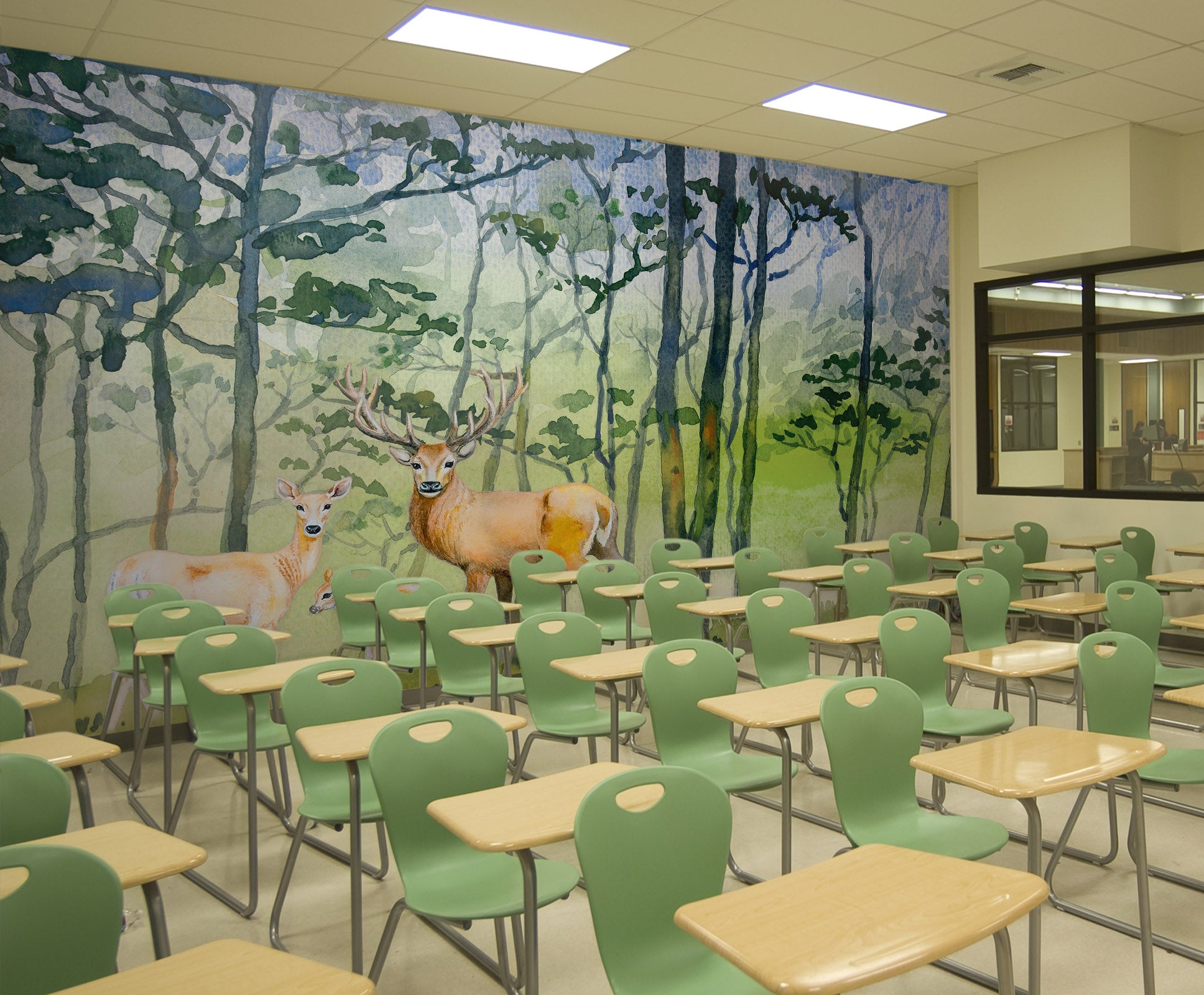 3D Forest Deer 202 Wall Murals Wallpaper AJ Wallpaper 2