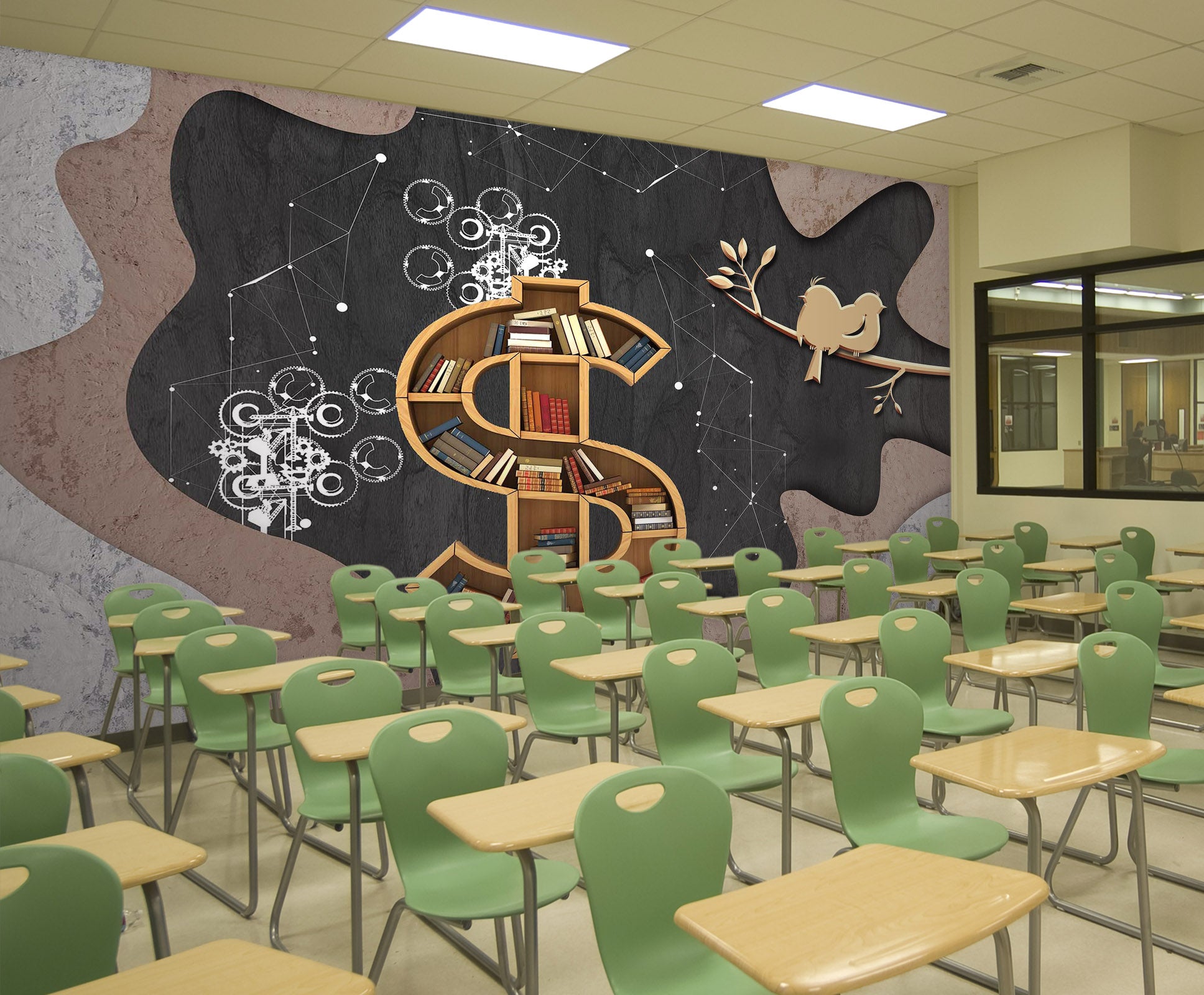 3D Bookshelf Bird 143 Wall Murals