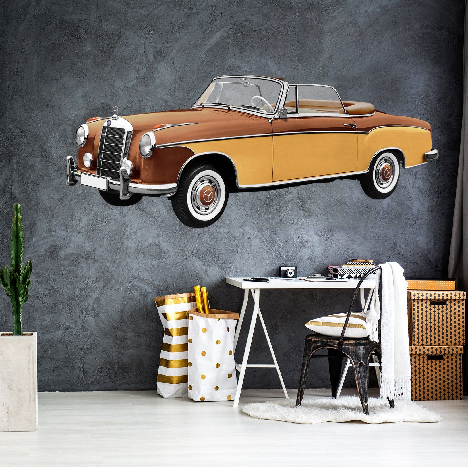 3D Mercedes-benz YELLOW 0198 Vehicles Wallpaper AJ Wallpaper