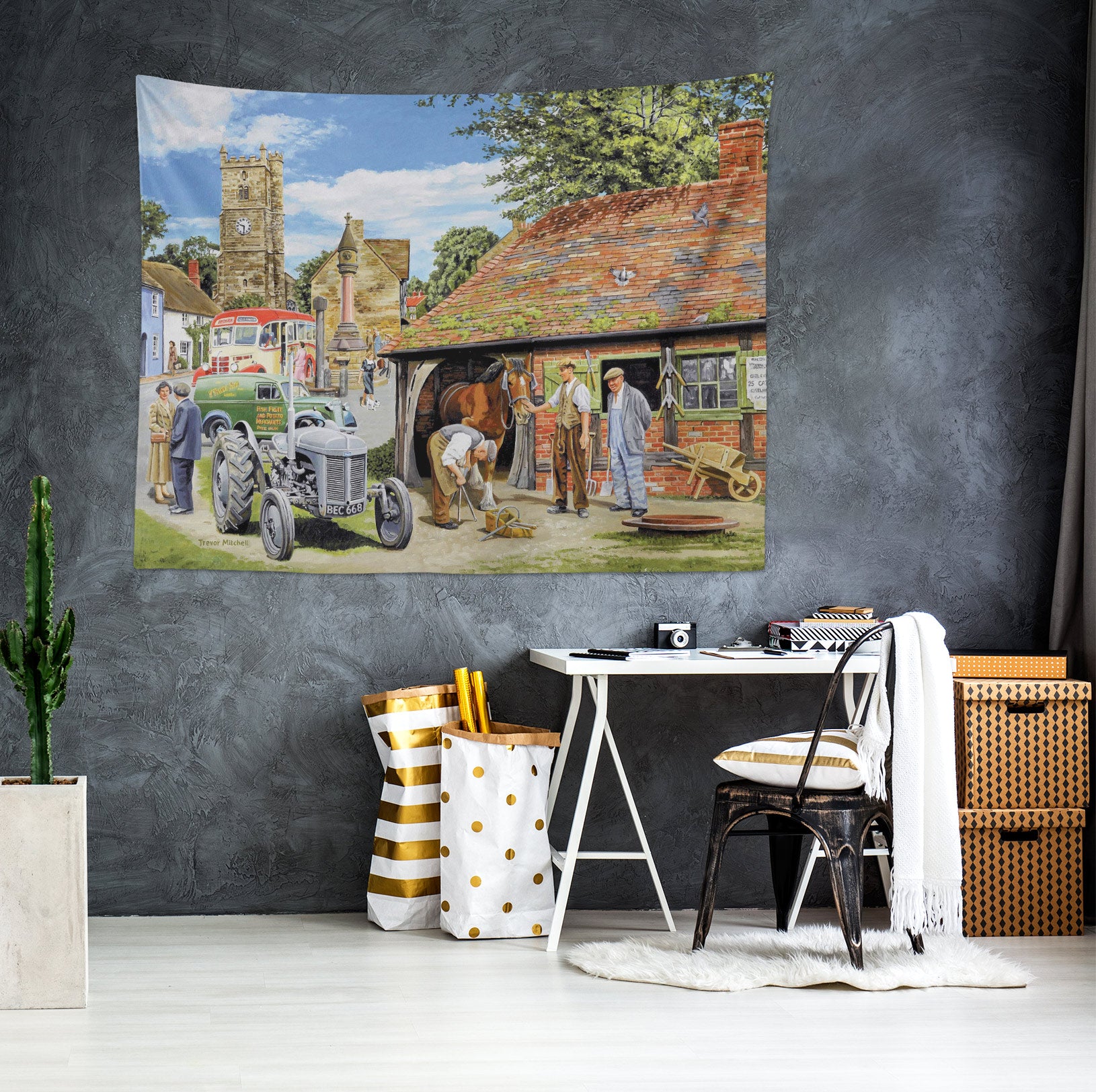 3D Car Red Brick House 11272 Trevor Mitchell Tapestry Hanging Cloth Hang